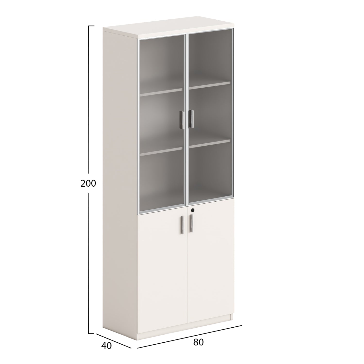 Библиотека Newline меламин бяло и кафяво--стъкло 80x40x200см.