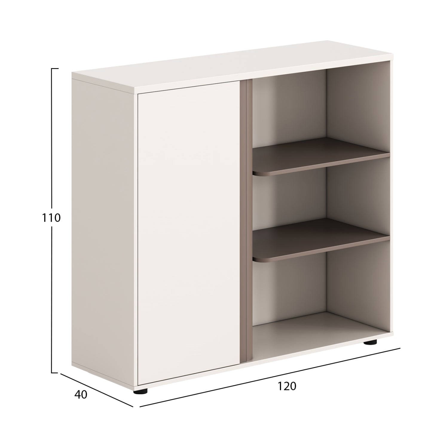 Шкаф/библиотека Newline меламин бял и светло кафяв 120x40x110см.