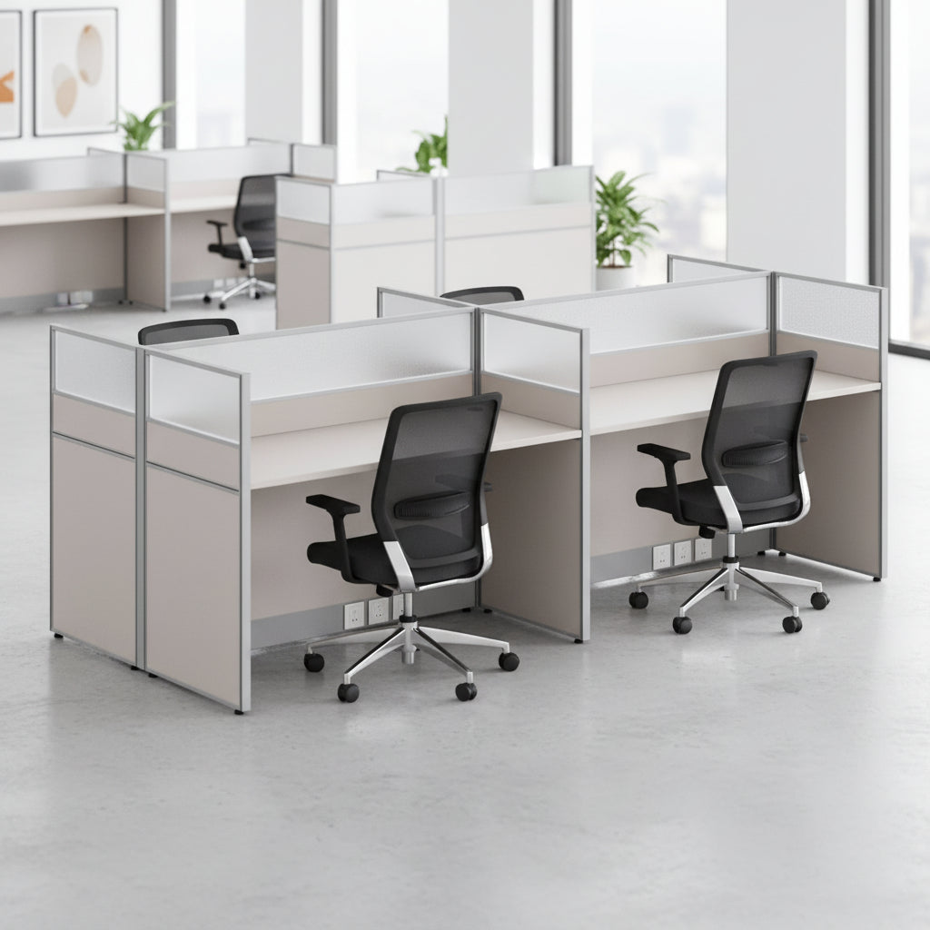 4-место работно бюро Newline серия меламин кремав 249x123x110см