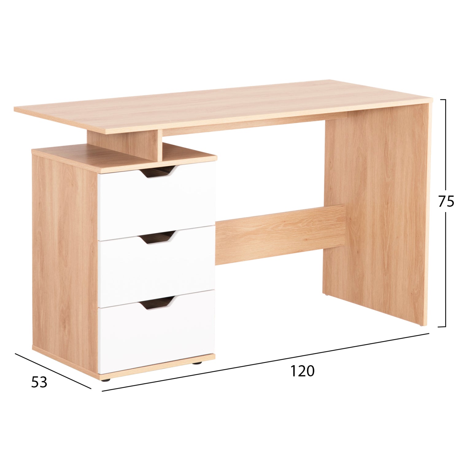 Бюро с чекмеджета colt меламин в бяло-sonama 120x53x75см