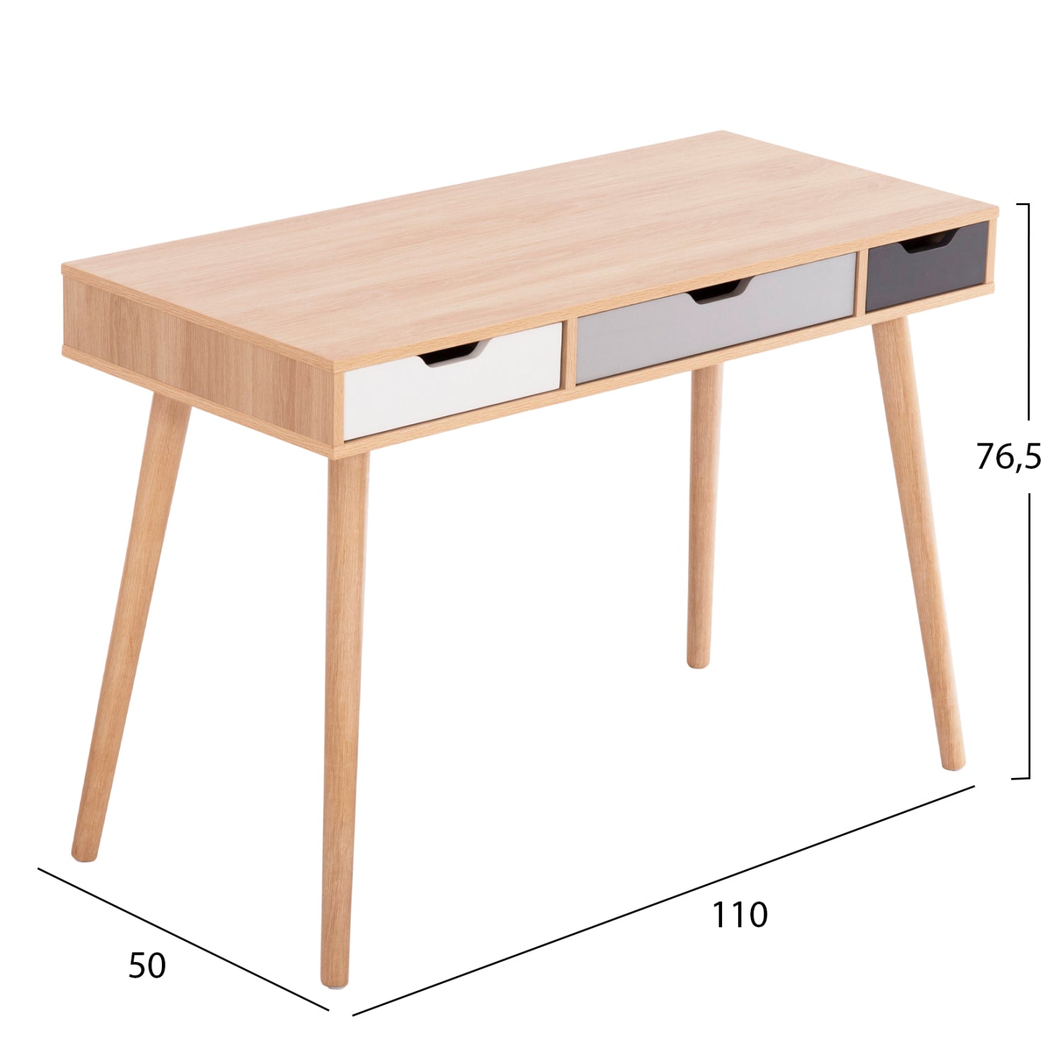 Меламиново бюро gaet в цвят sonama-сиво-бяло-бежово 110x50x76.5см