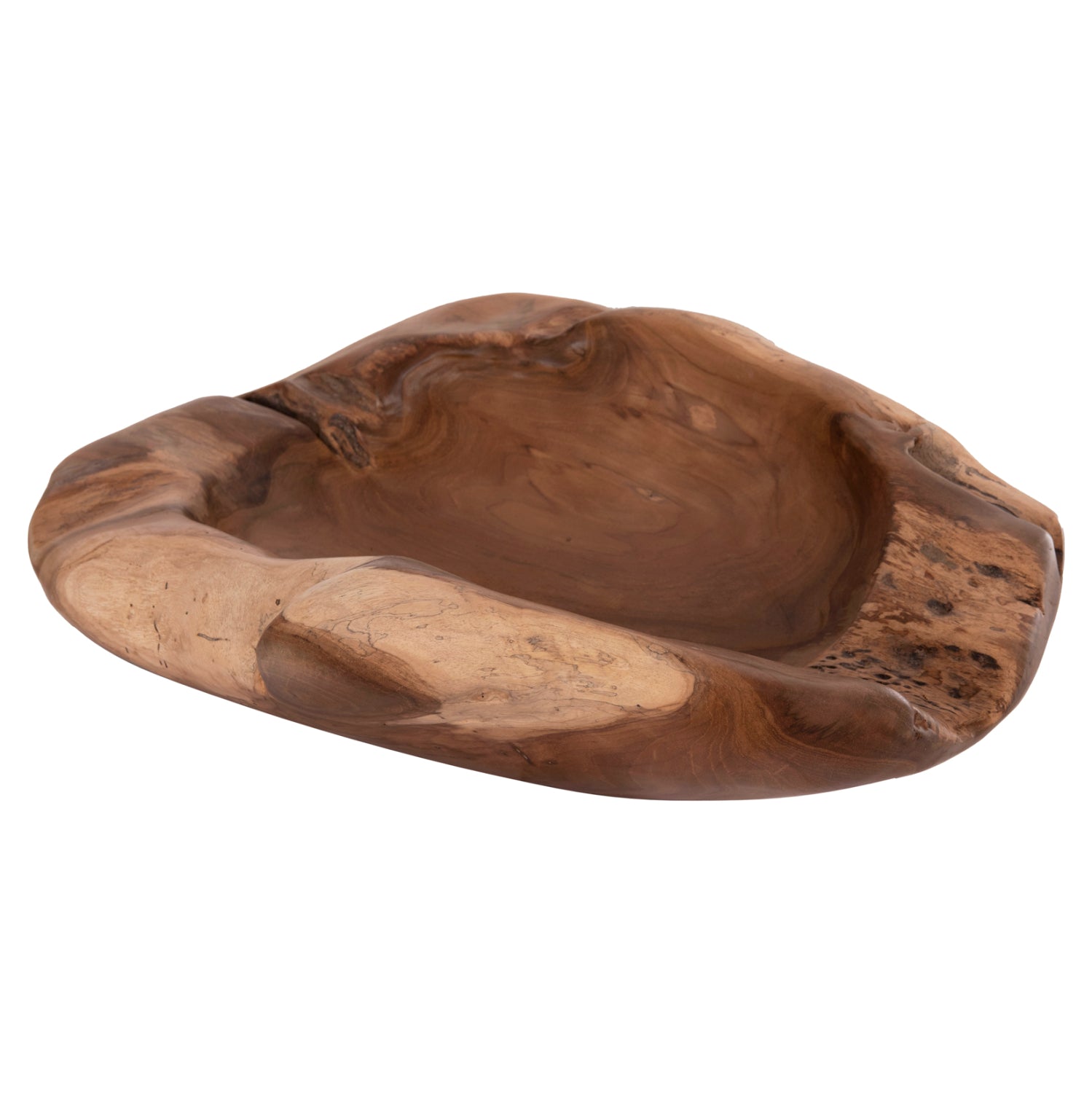 Декоративна настолна купа noki от тиково дърво -- натурална 60x46x15см