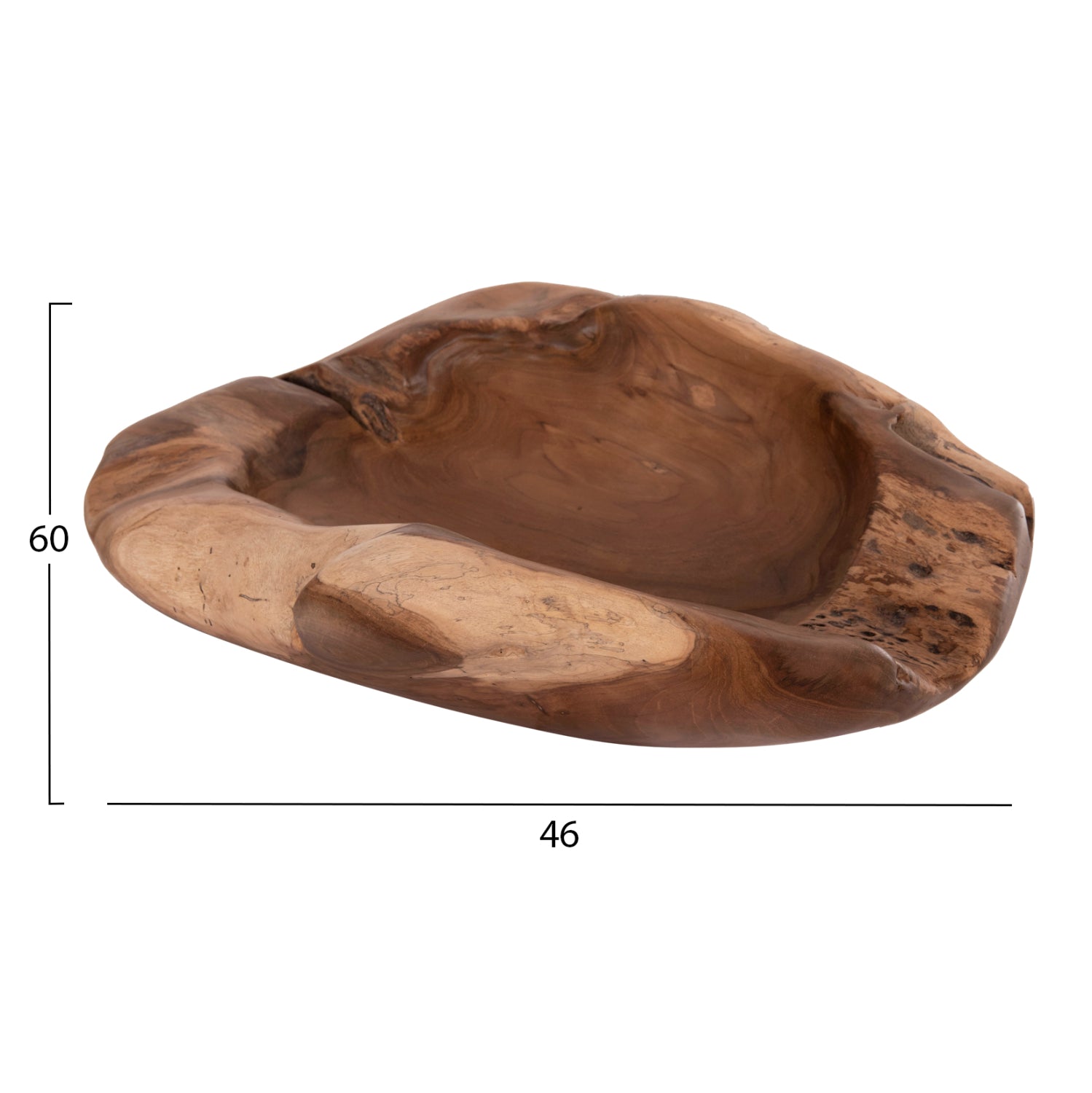 Декоративна настолна купа noki от тиково дърво -- натурална 60x46x15см