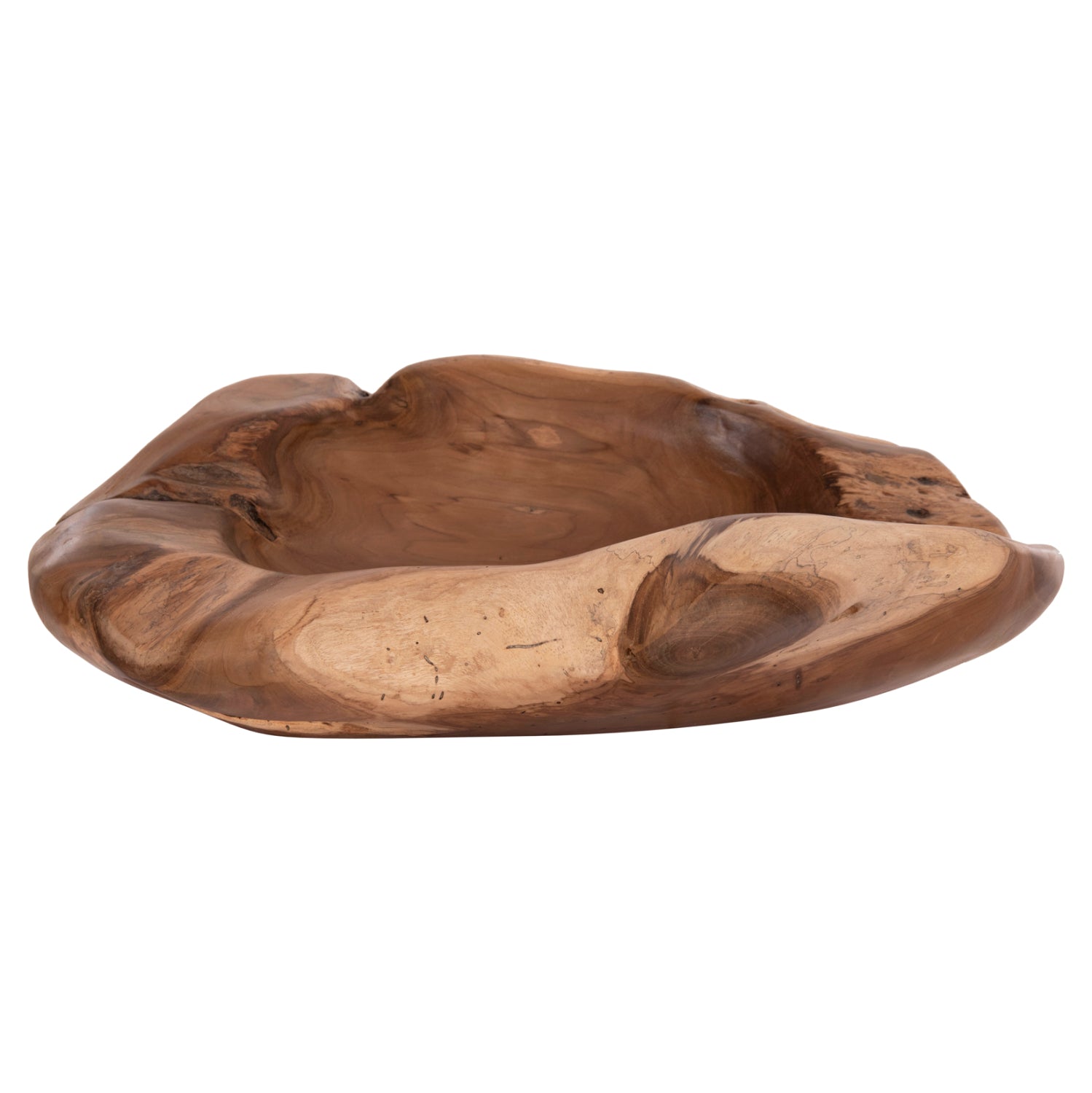 Декоративна настолна купа noki от тиково дърво -- натурална 60x46x15см