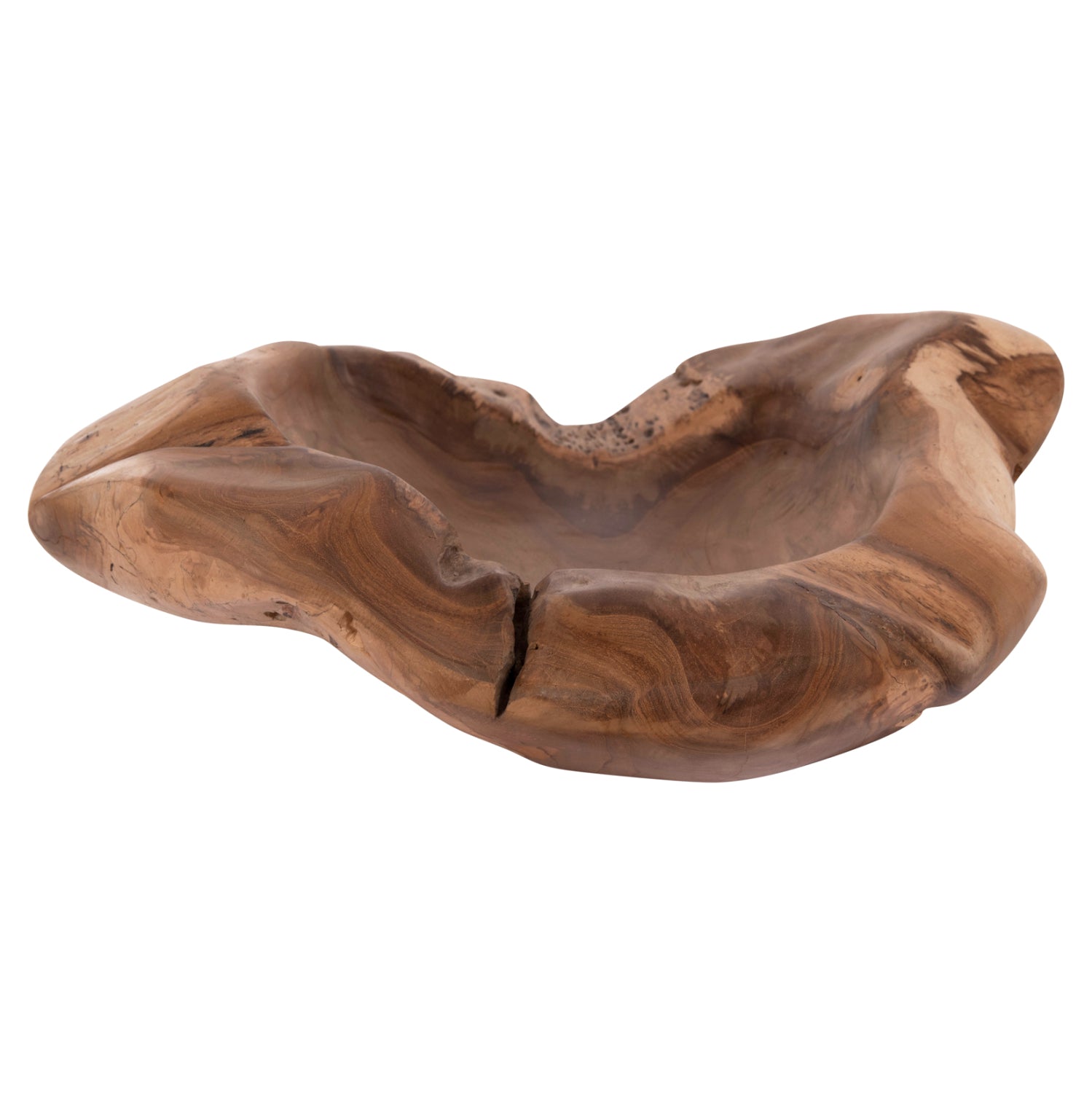 Декоративна настолна купа noki от тиково дърво -- натурална 60x46x15см