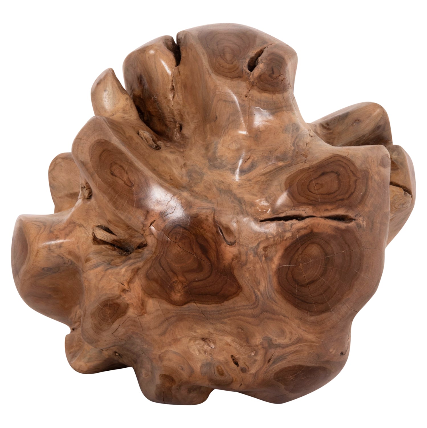 Декоративна подова неправилна топка Clemor- тиково дърво – естествена φ30см