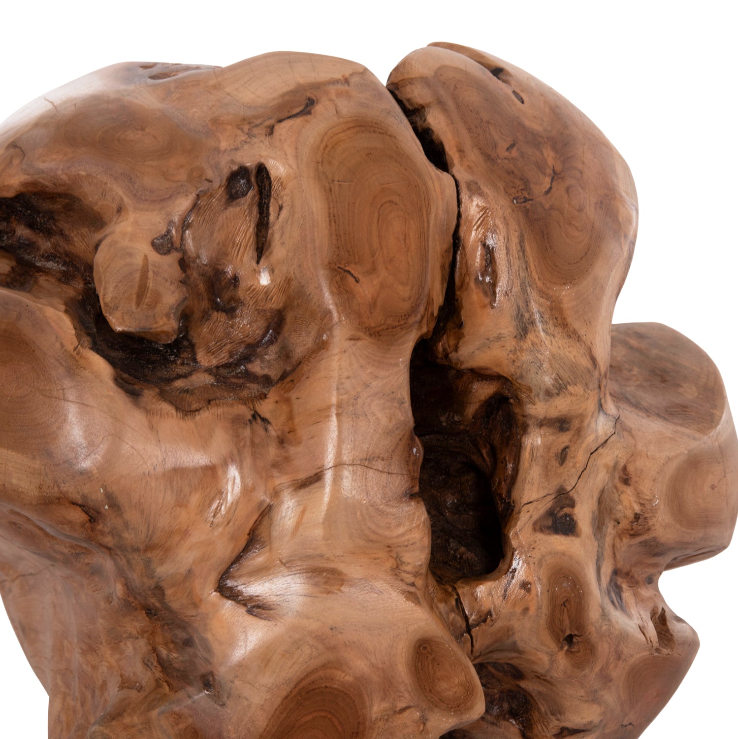 Декоративна подова неправилна топка Clemor- тиково дърво - естествена φ40см