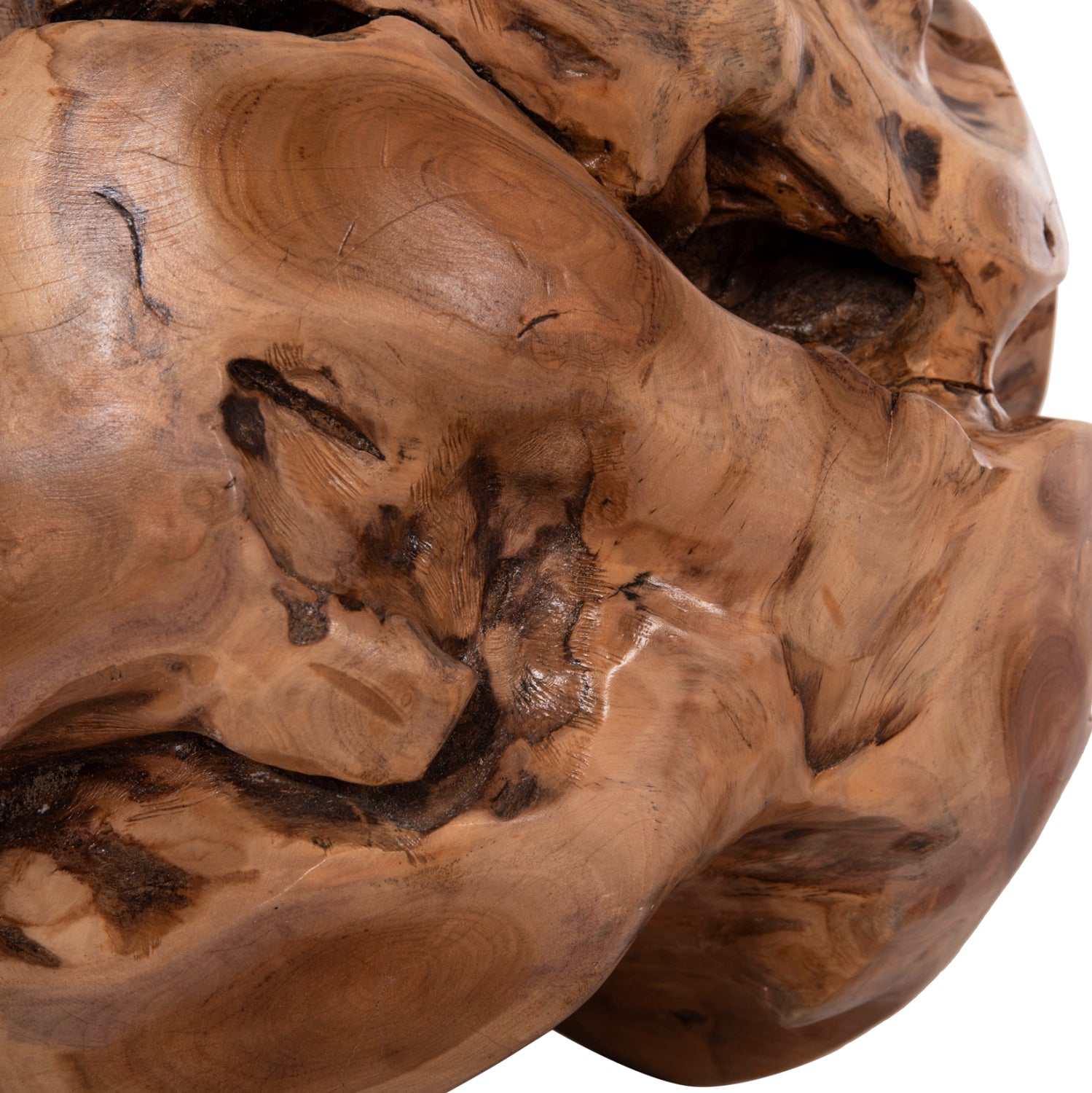 Декоративна подова неправилна топка Clemor- тиково дърво - естествена φ40см