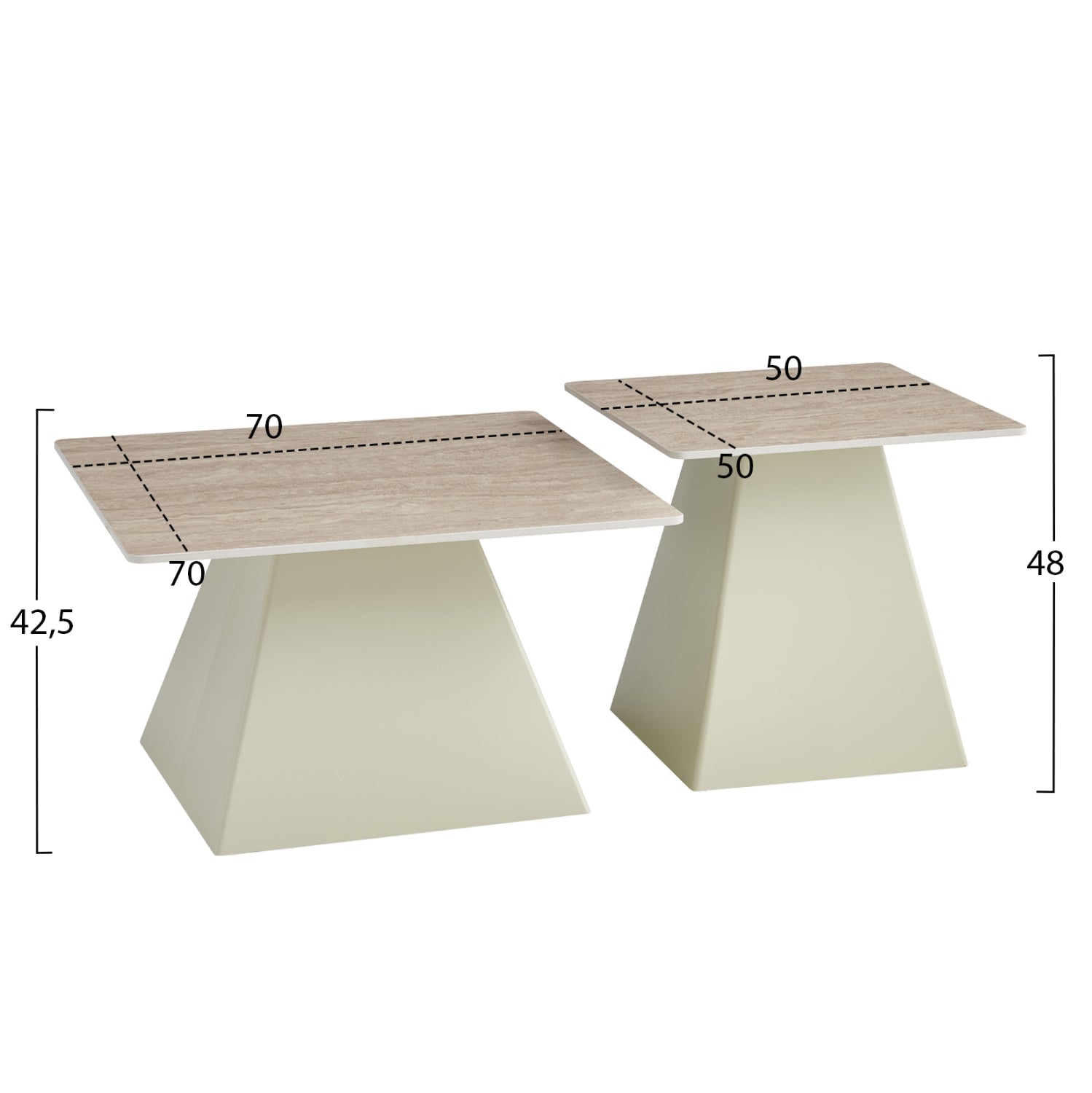 Комплект от 2 керамични квадратни масички за кафе  QUBER