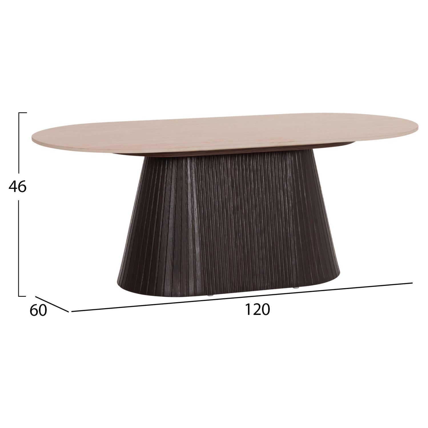 Овална холна маса CATER керамичен плот вид на травертин-основа мдф 124x63x39hcm