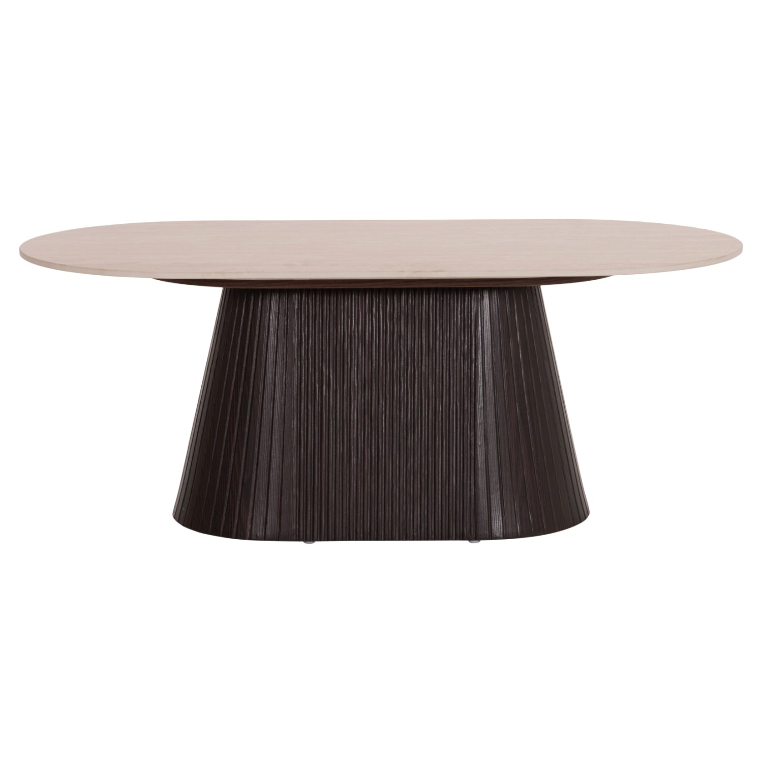 Овална холна маса CATER керамичен плот вид на травертин-основа мдф 124x63x39hcm