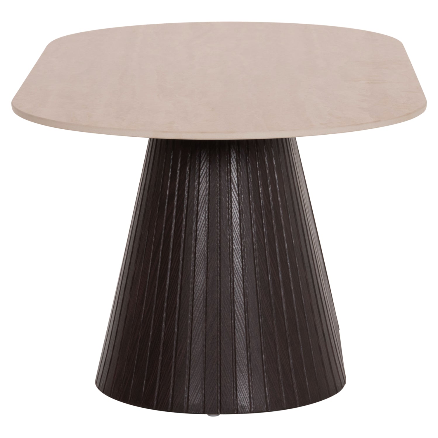 Овална холна маса CATER керамичен плот вид на травертин-основа мдф 124x63x39hcm