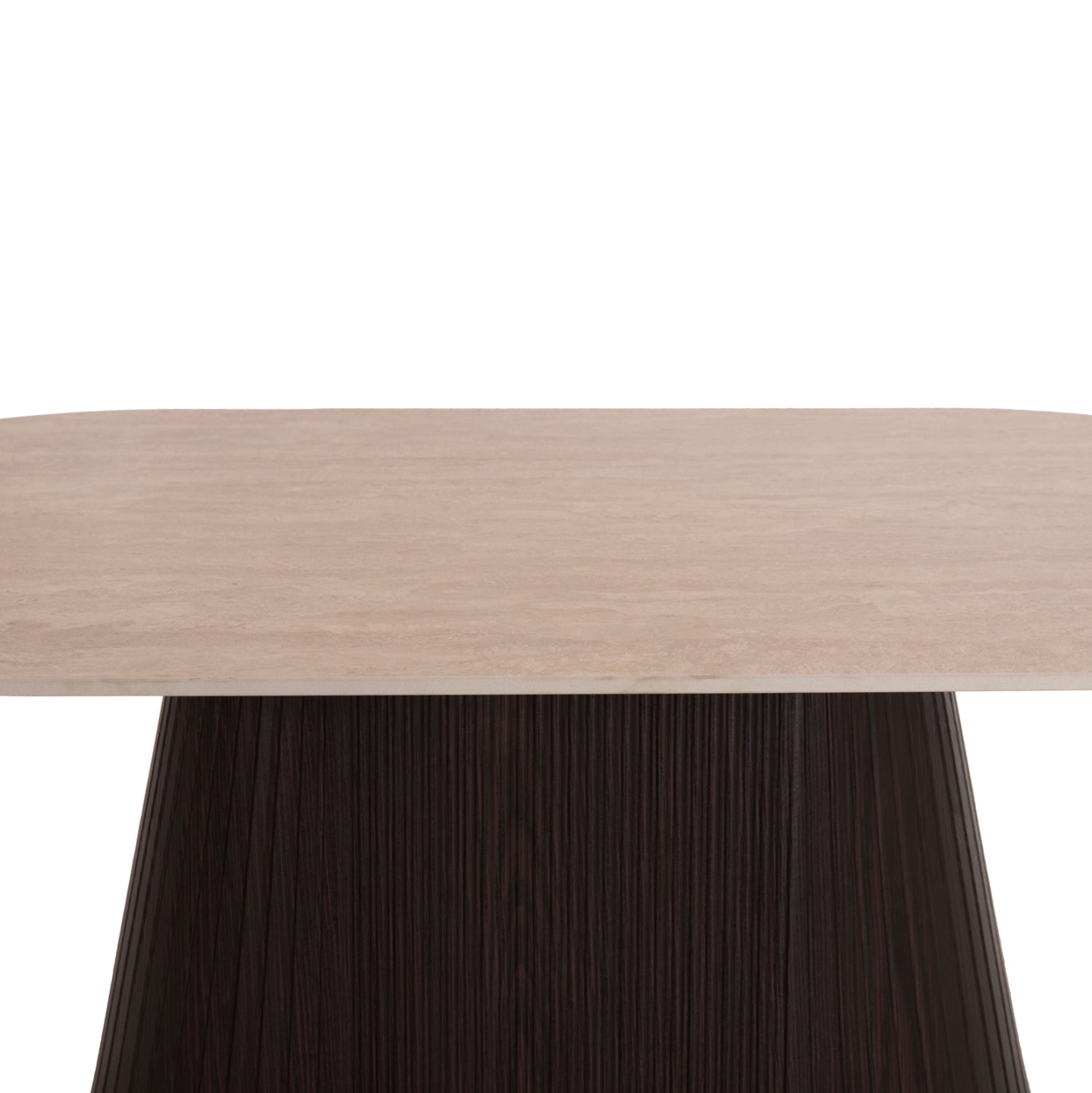 Овална холна маса CATER керамичен плот вид на травертин-основа мдф 124x63x39hcm