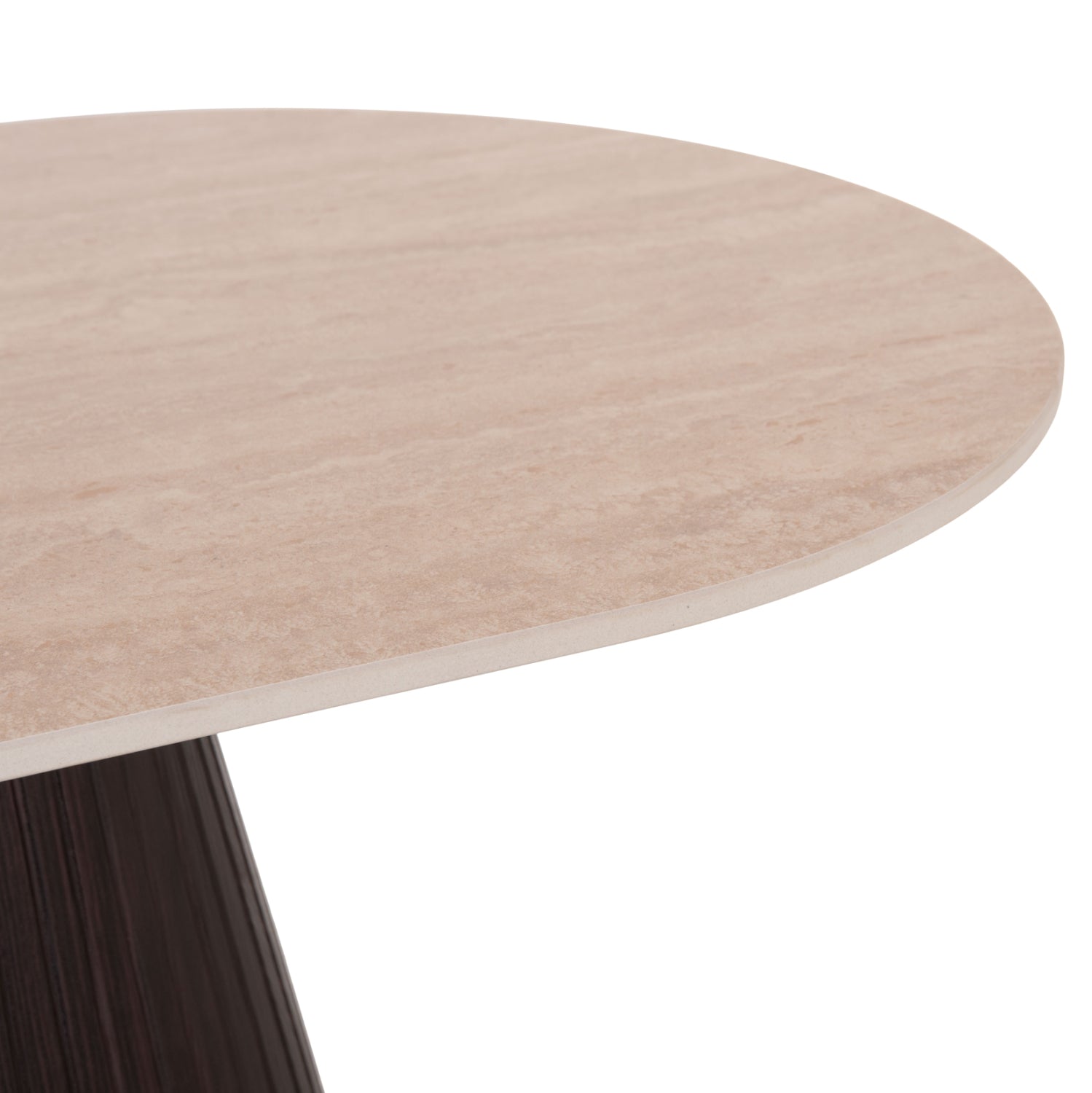 Овална холна маса CATER керамичен плот вид на травертин-основа мдф 124x63x39hcm