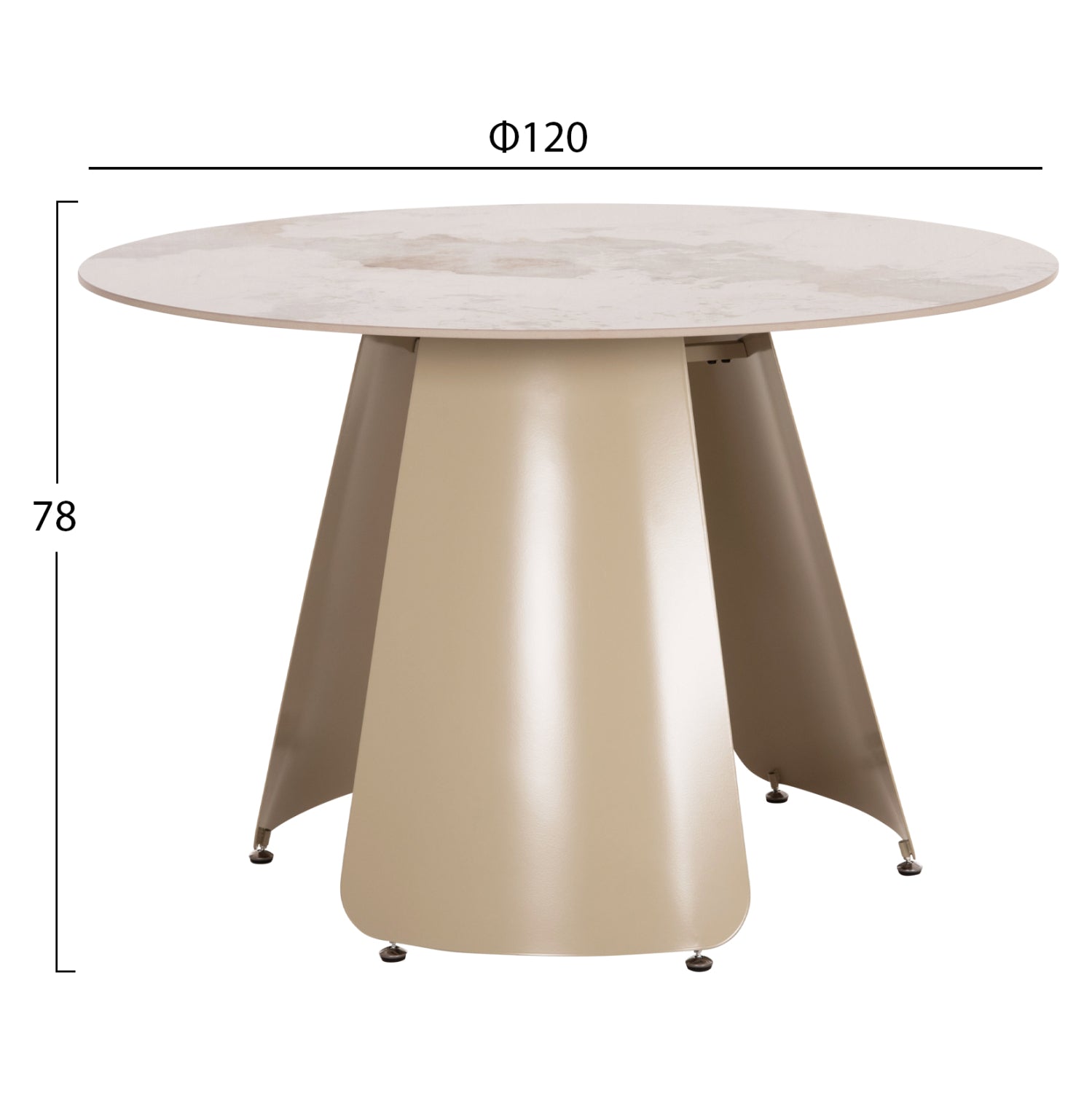 Трапезна маса SEDAR керамичен плот -кремави метални крака φ120x76h