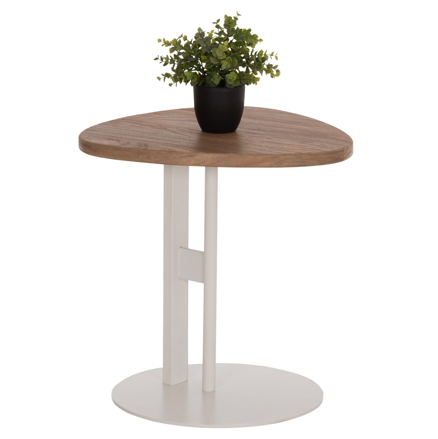 Помощна маса ALPER мдф овална  сонама-метална бяла φ50х50см.