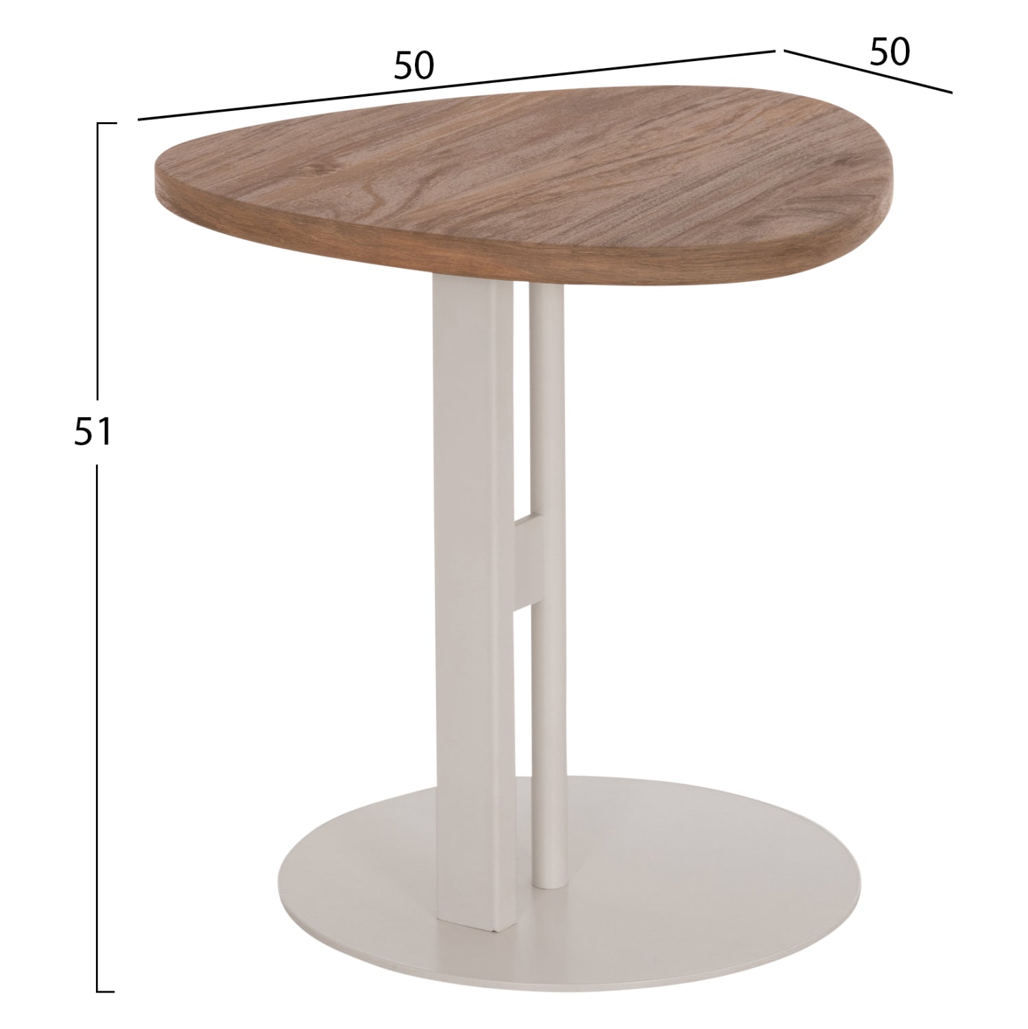 Помощна маса ALPER мдф овална  сонама-метална бяла φ50х50см.