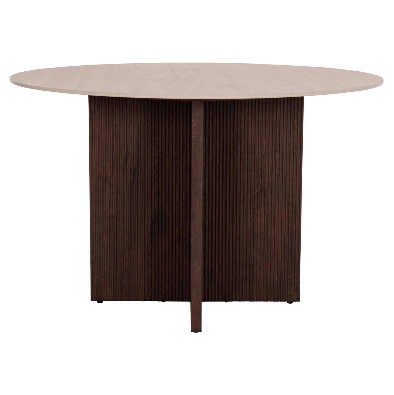 Кръгла трапезна маса SKY керамичен плот от травертин Ф120x76см