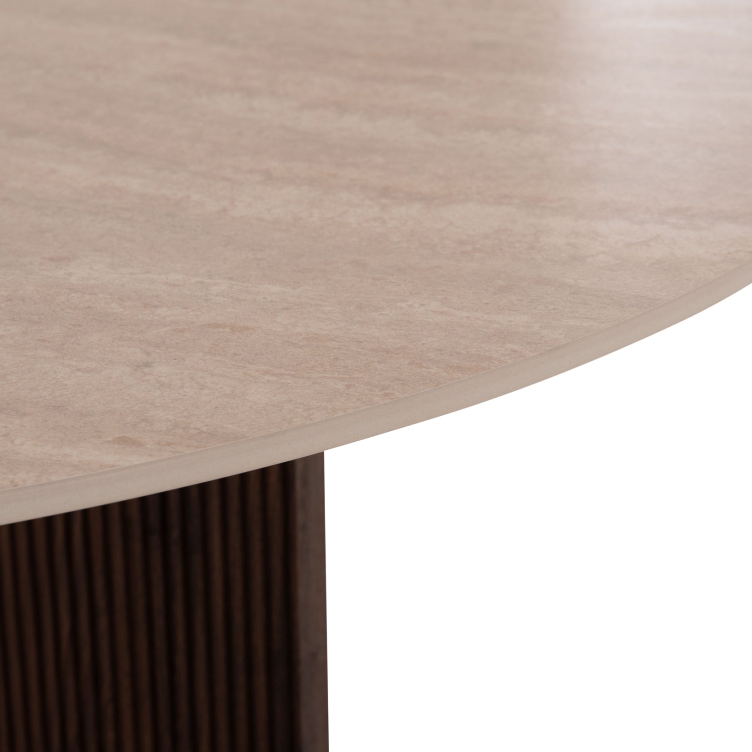 Кръгла трапезна маса SKY керамичен плот от травертин Ф120x76см