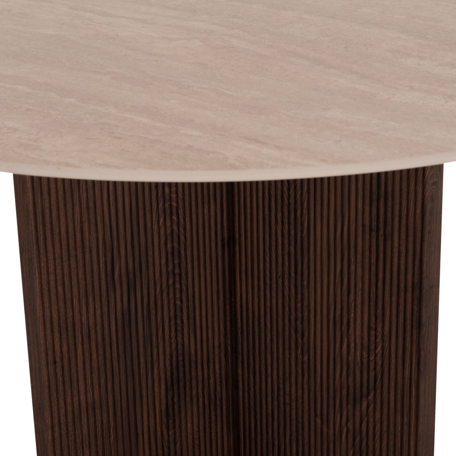 Кръгла трапезна маса SKY керамичен плот от травертин Ф120x76см