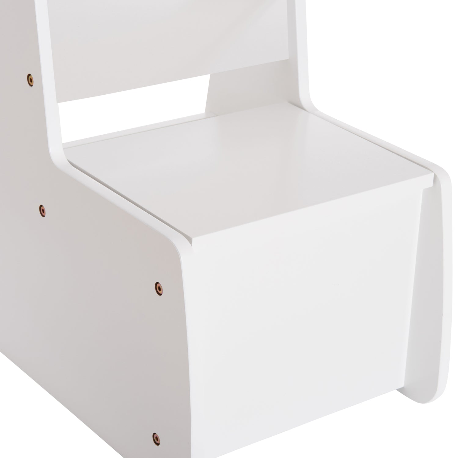 Детски стол с място за съхранение ricki шпаркет/mdf в бяло 33x43x47всм