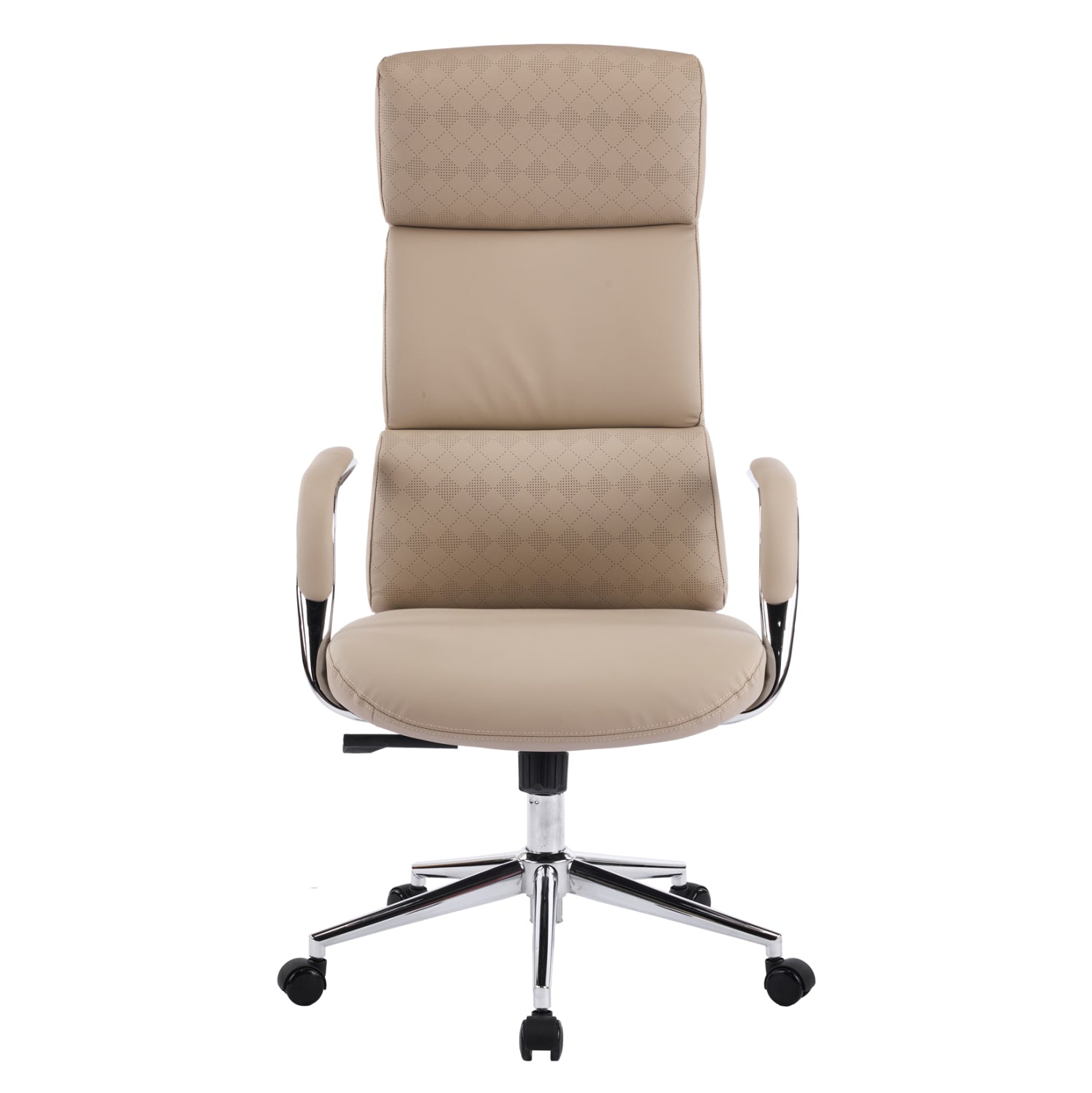 Офис стол Meite бежова изкуствена кожа -- хромирана основа 66x71x127всм.