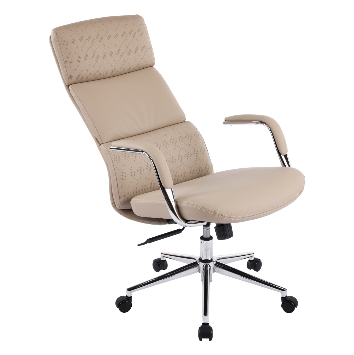 Офис стол Meite бежова изкуствена кожа -- хромирана основа 66x71x127всм.