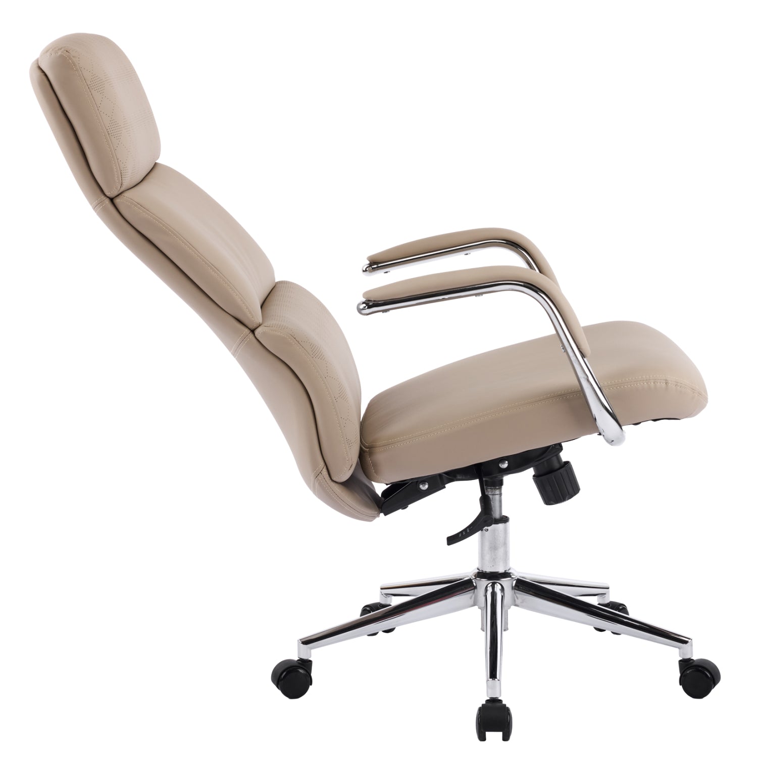 Офис стол Meite бежова изкуствена кожа -- хромирана основа 66x71x127всм.