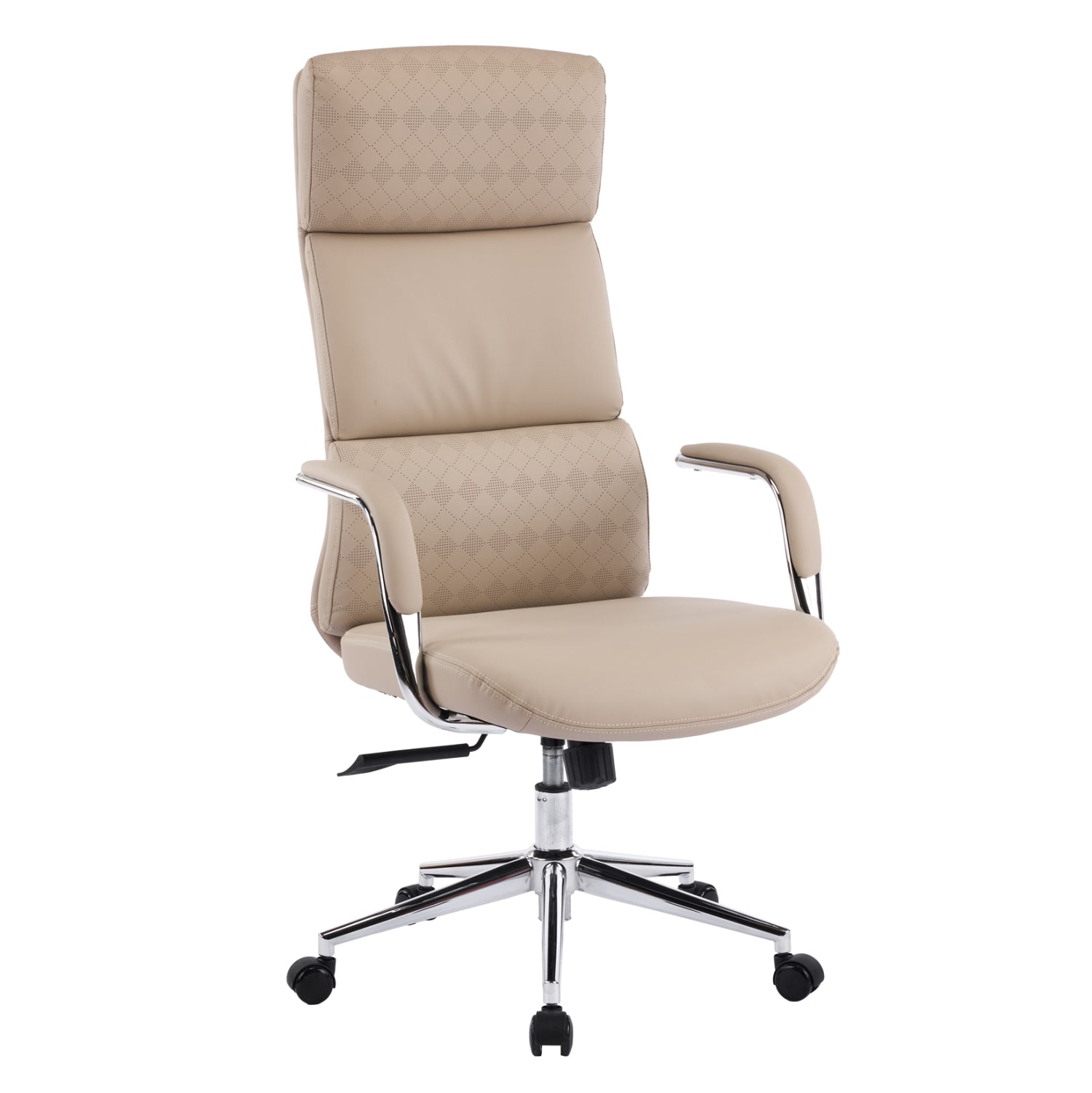 Офис стол Meite бежова изкуствена кожа -- хромирана основа 66x71x127всм.