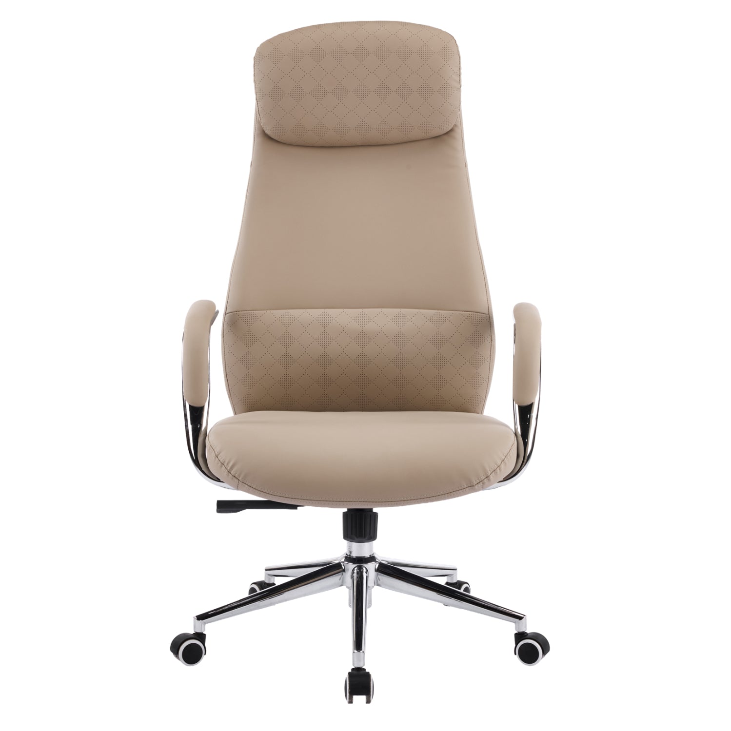 Офис стол Sonty бежов изкуствена кожа -- хромирана основа 67x68x125всм.