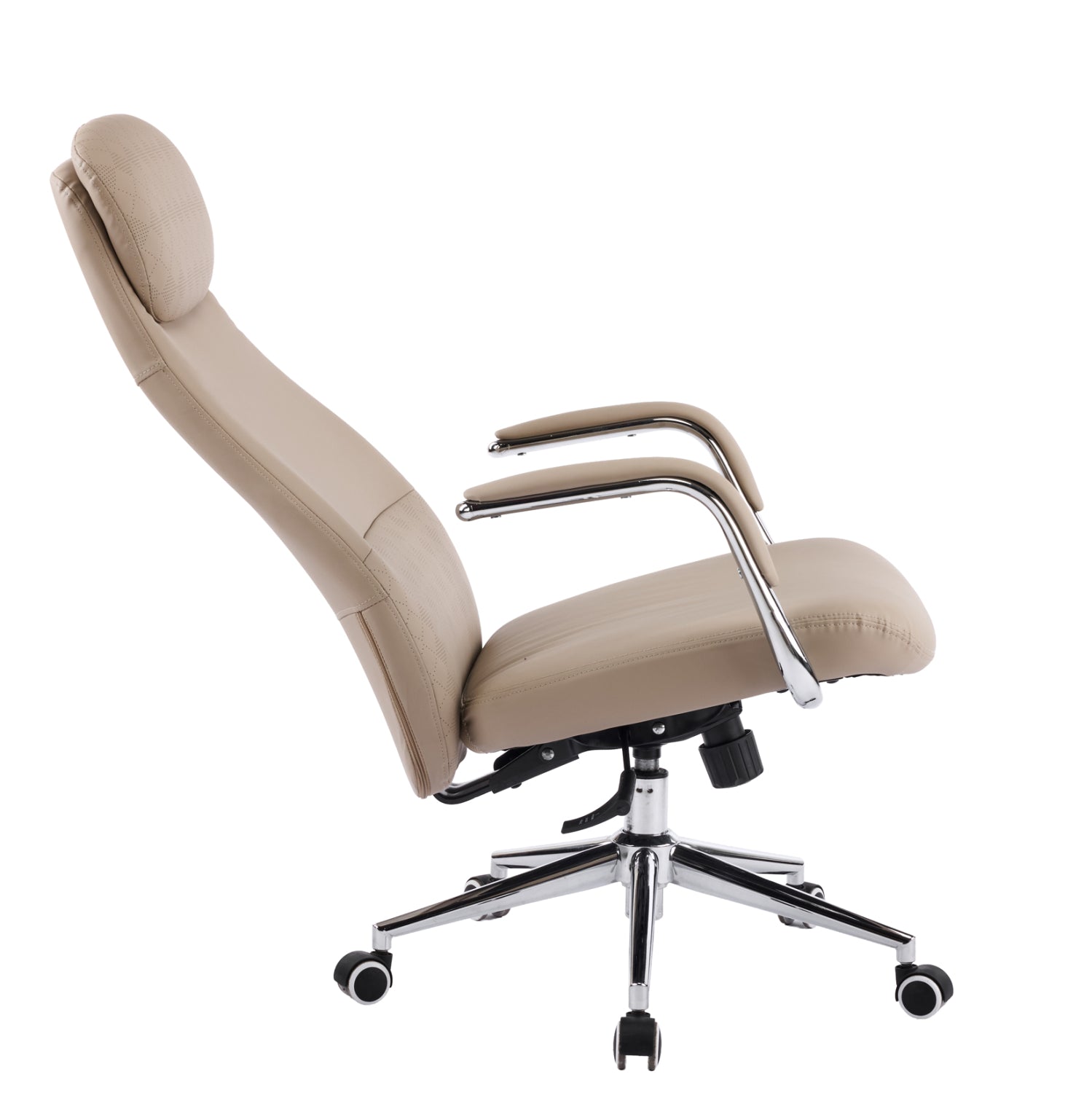 Офис стол Sonty бежов изкуствена кожа -- хромирана основа 67x68x125всм.