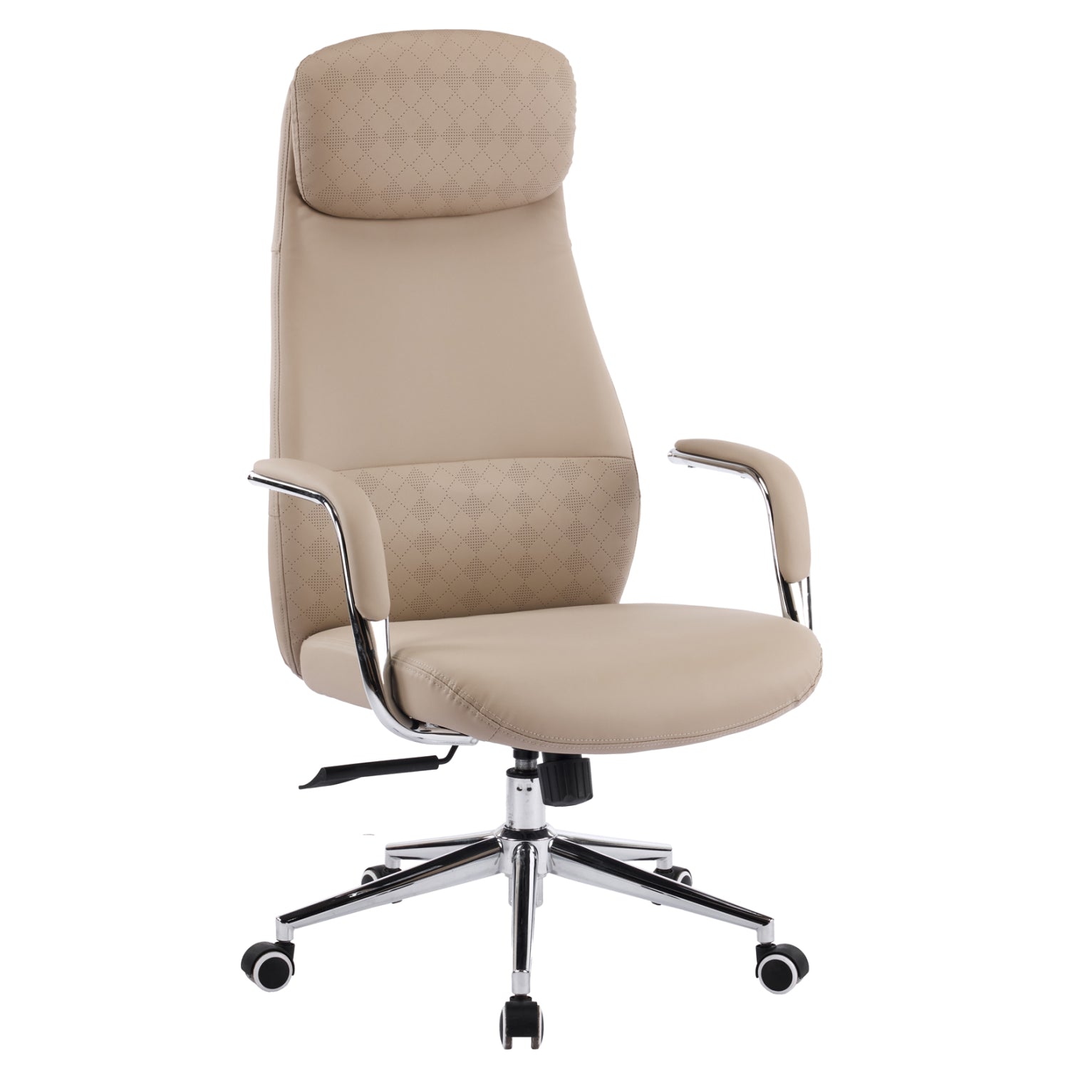 Офис стол Sonty бежов изкуствена кожа -- хромирана основа 67x68x125всм.