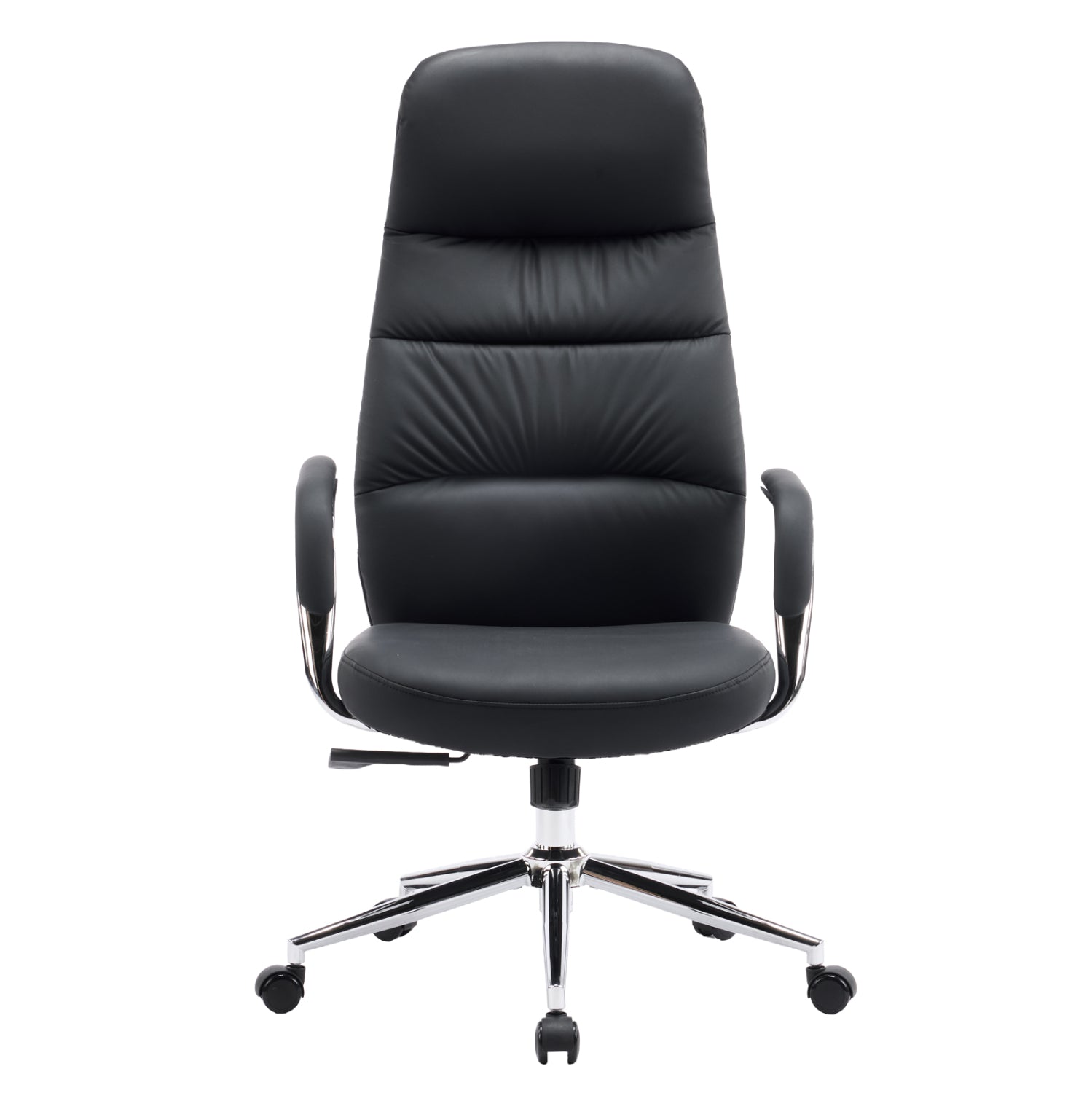 Офис стол Teeter, черен, изкуствена кожа - хромирана основа, 67x66x121всм.