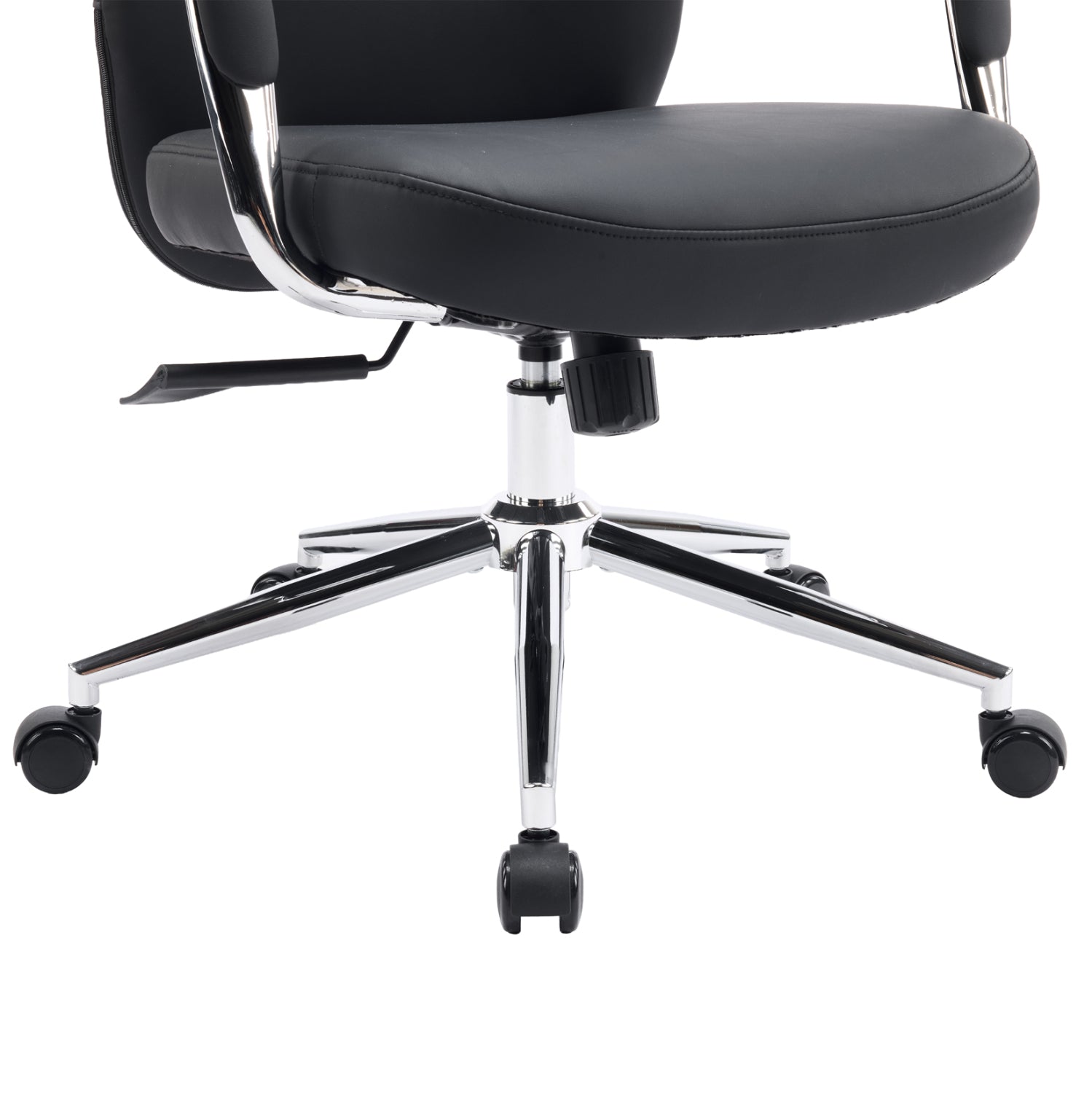 Офис стол Teeter, черен, изкуствена кожа - хромирана основа, 67x66x121всм.