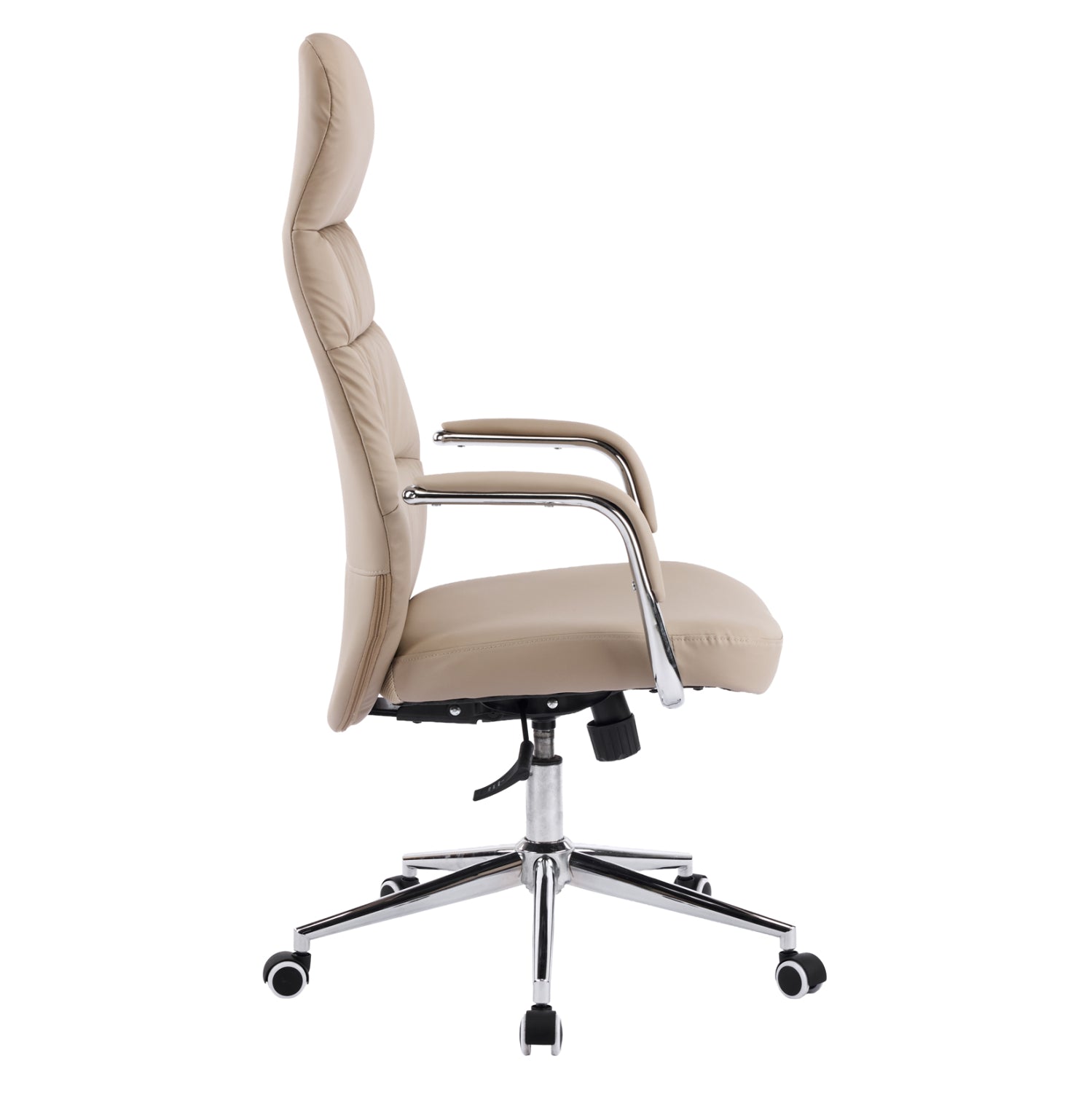 Офис стол Teeter, бежов, изкуствена кожа - хромирана основа, 67x66x121всм.