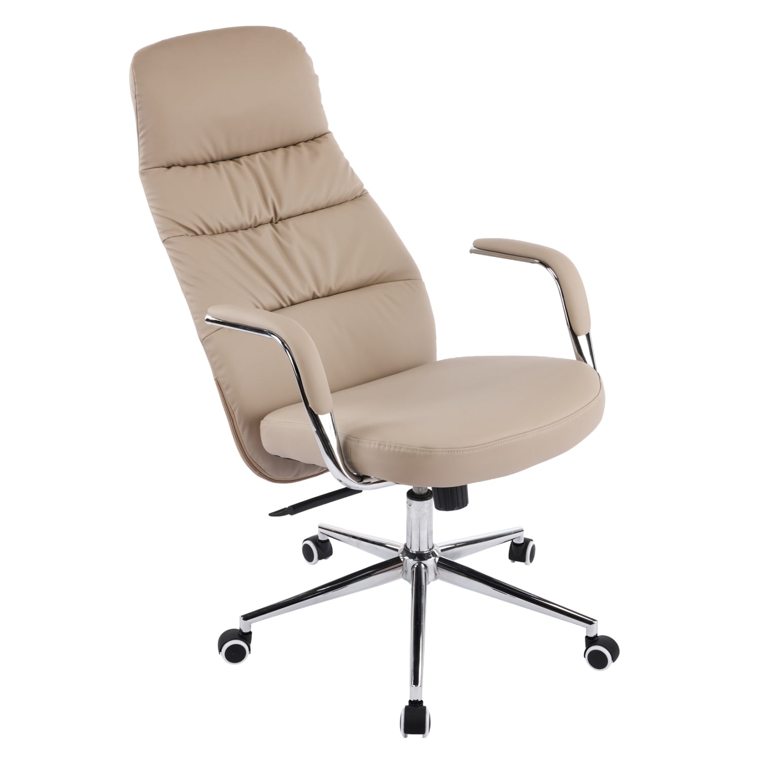 Офис стол Teeter, бежов, изкуствена кожа - хромирана основа, 67x66x121всм.