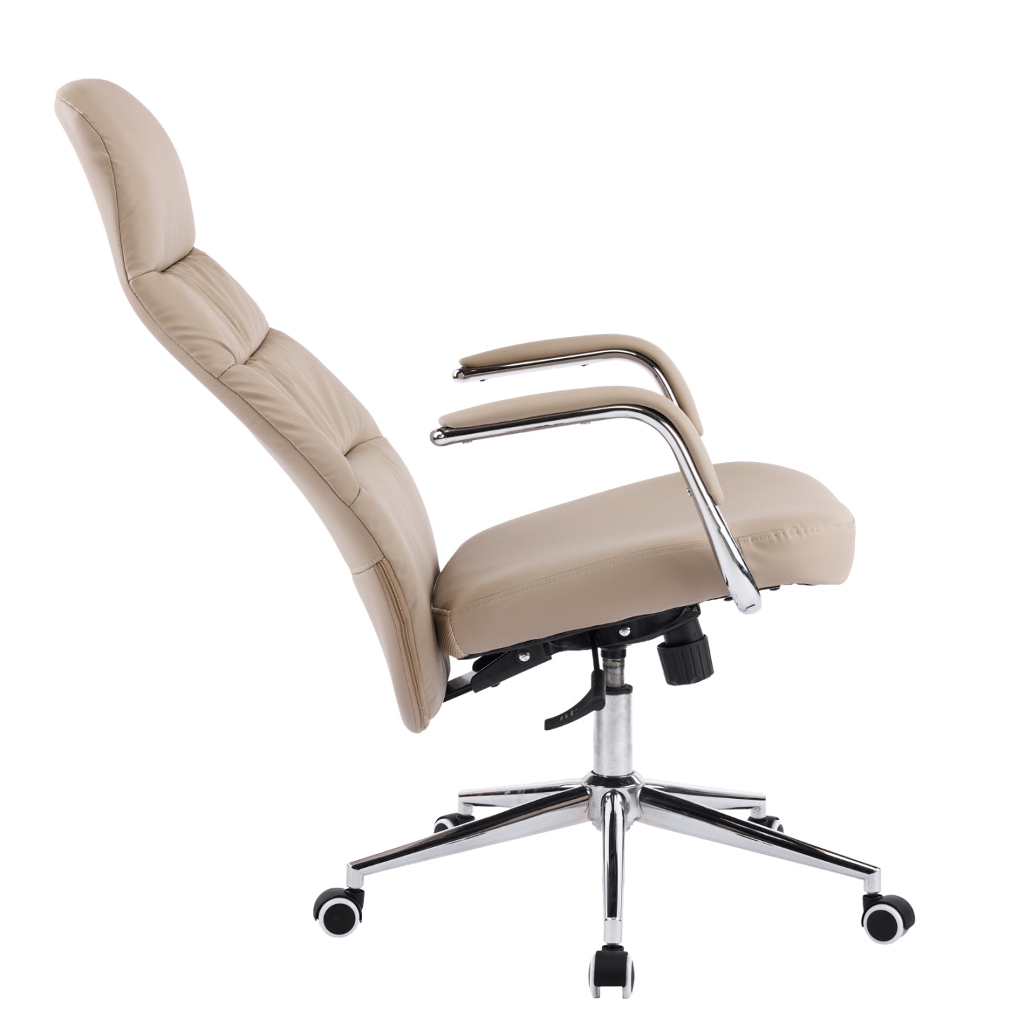 Офис стол Teeter, бежов, изкуствена кожа - хромирана основа, 67x66x121всм.