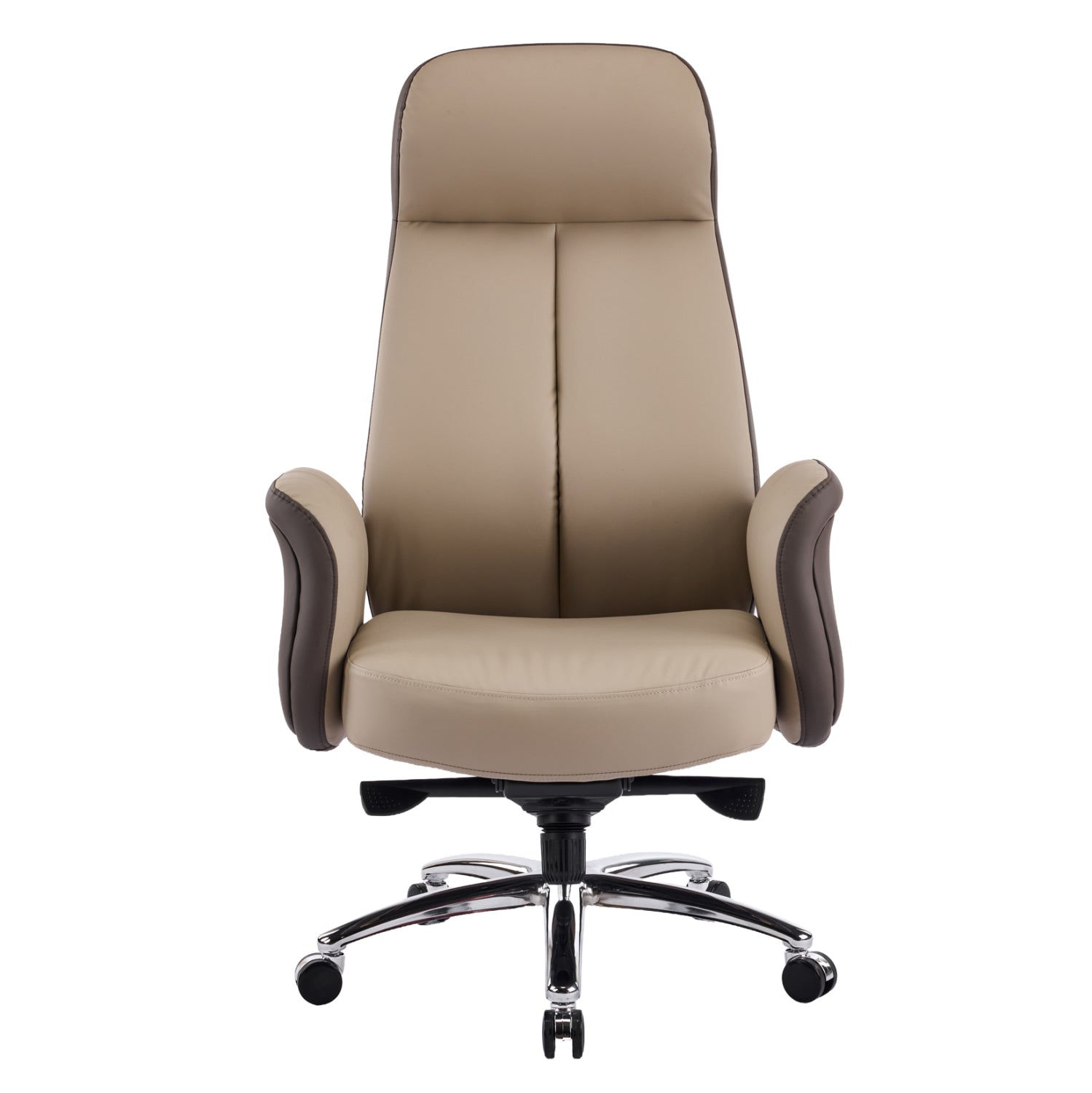 Офис стол Dramon бежово-кафяв изкуствена кожа -- хромирана основа 66x70x132.5всм.