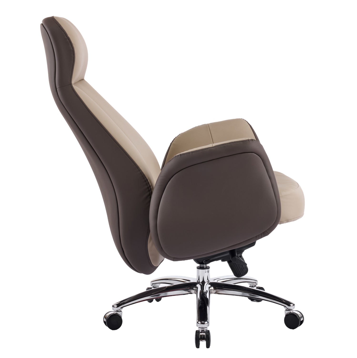 Офис стол Dramon бежово-кафяв изкуствена кожа -- хромирана основа 66x70x132.5всм.