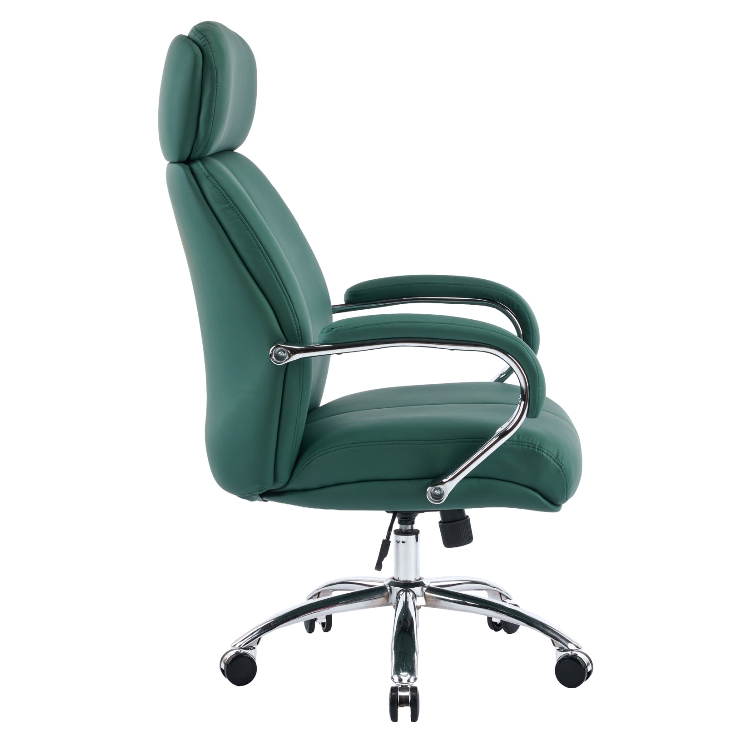 Офис стол Toren зелена изкуствена кожа - хромирана основа 66x74x128всм