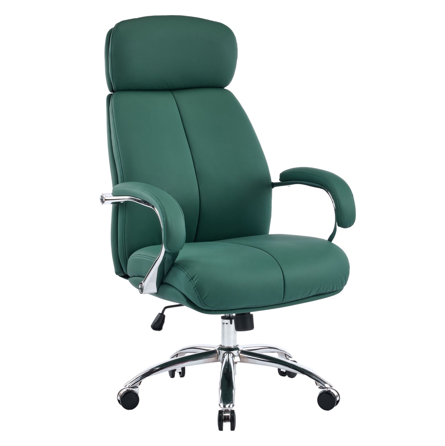 Офис стол Toren зелена изкуствена кожа - хромирана основа 66x74x128всм