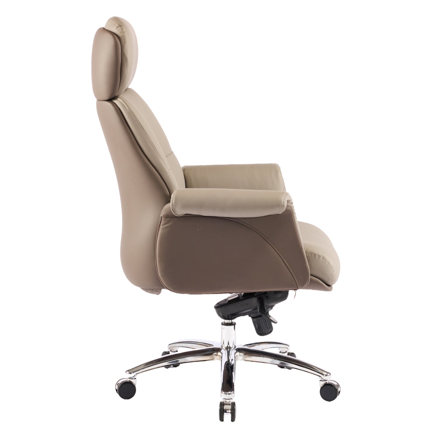 Офис стол Tomlin бежово-кафяв изкуствена кожа -- хромирана основа 72x74x128всм.