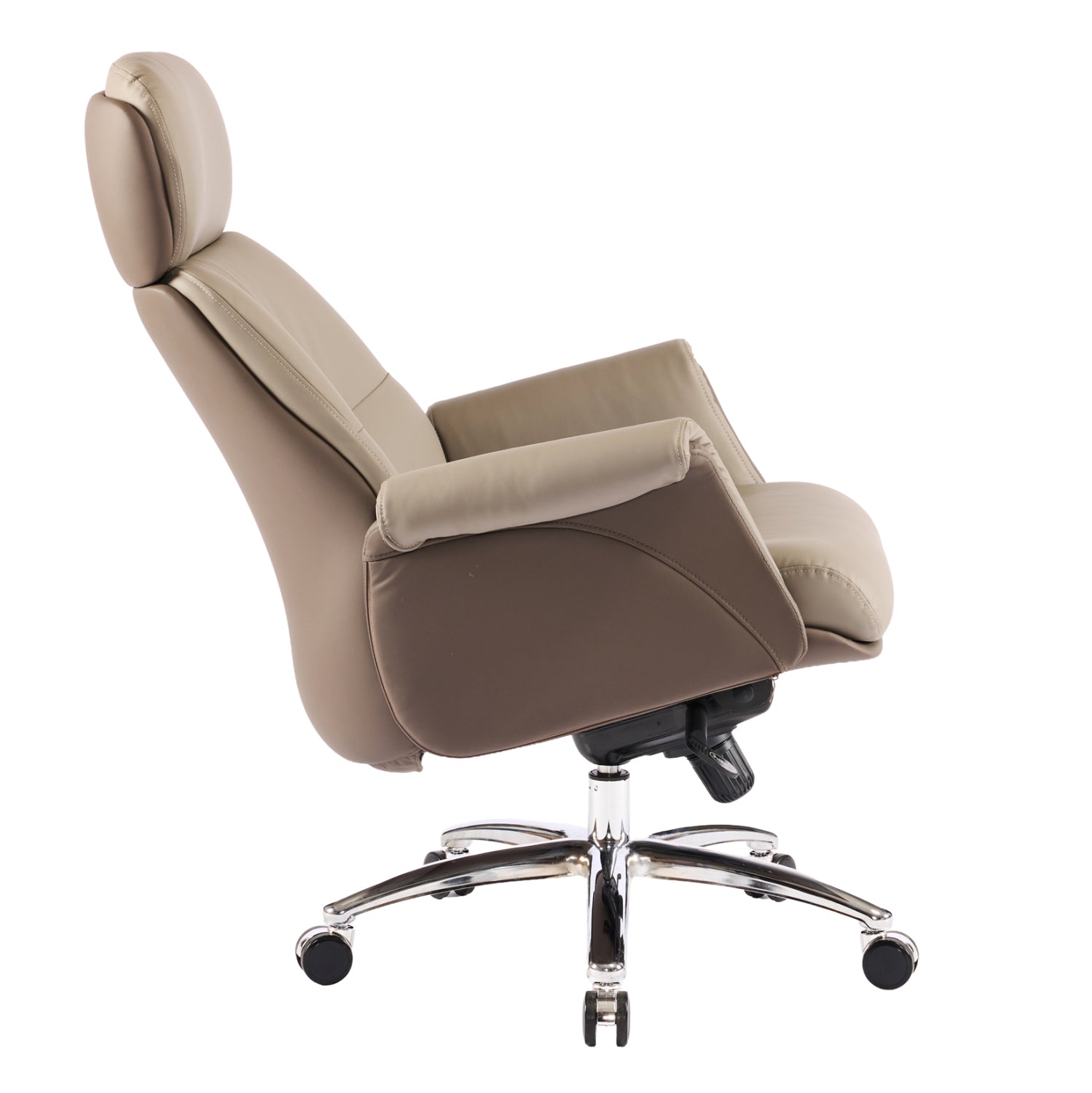 Офис стол Tomlin бежово-кафяв изкуствена кожа -- хромирана основа 72x74x128всм.