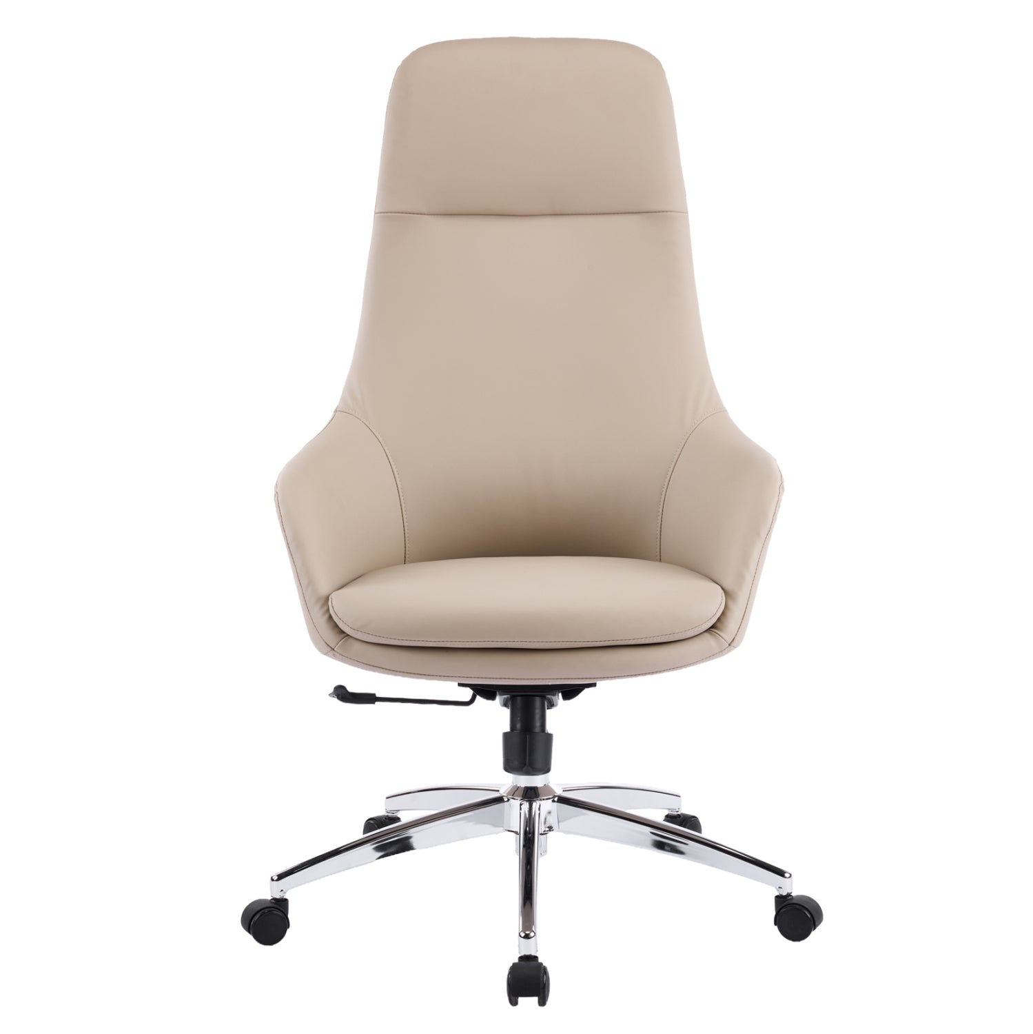 Офис стол Bekker бежов изкуствена кожа -- хромирана основа 67x67x126всм.