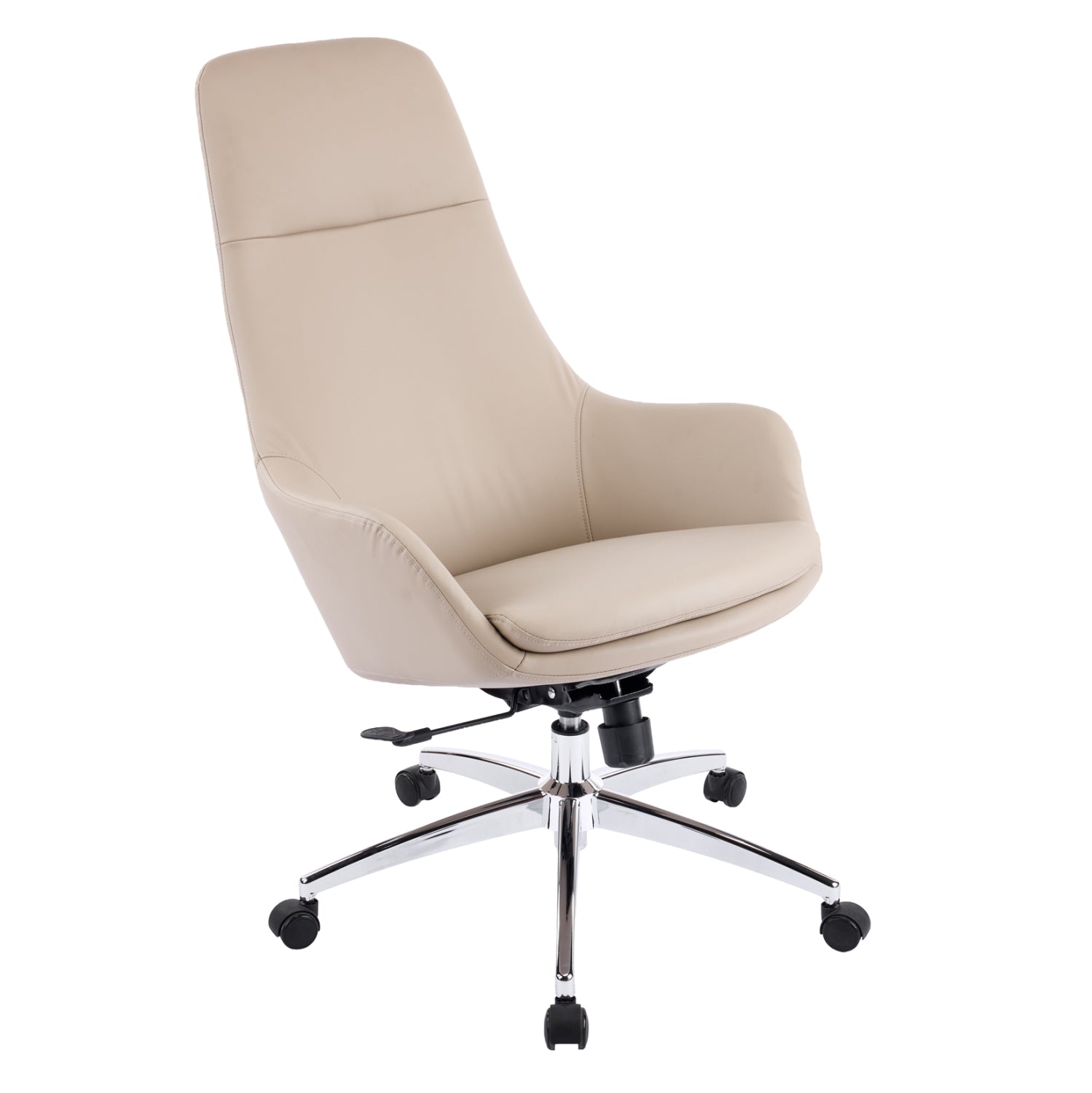 Офис стол Bekker бежов изкуствена кожа -- хромирана основа 67x67x126всм.