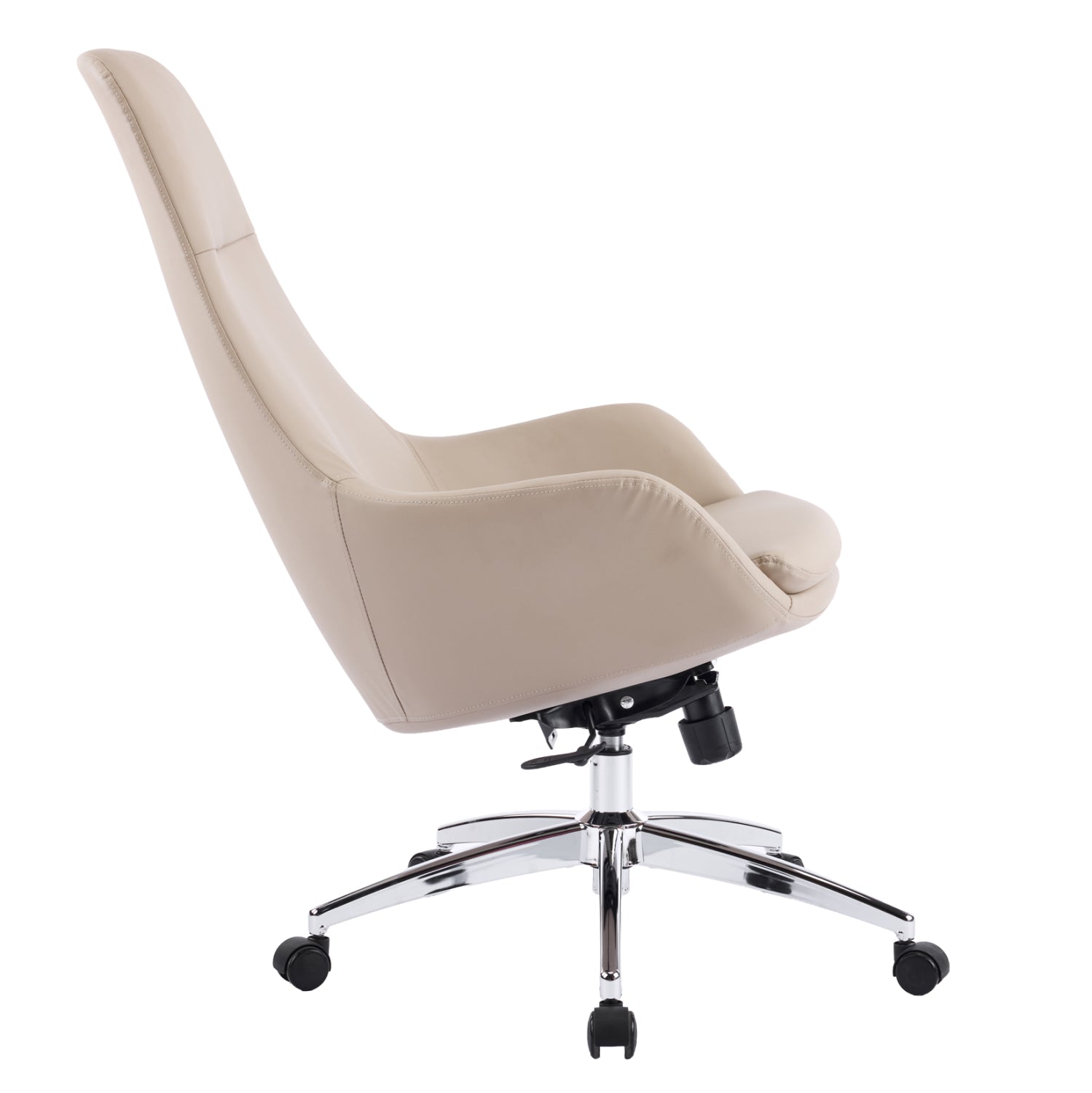 Офис стол Bekker бежов изкуствена кожа -- хромирана основа 67x67x126всм.