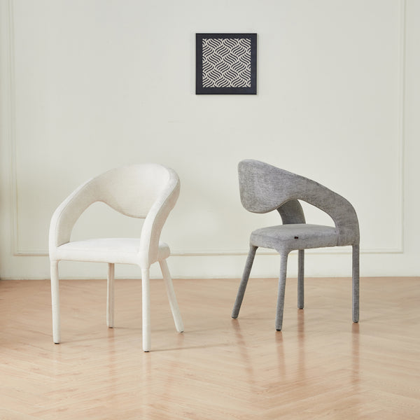 Трапезен стол  OFILIA  светлосив ленен плат, 58x54.5x85.5 см