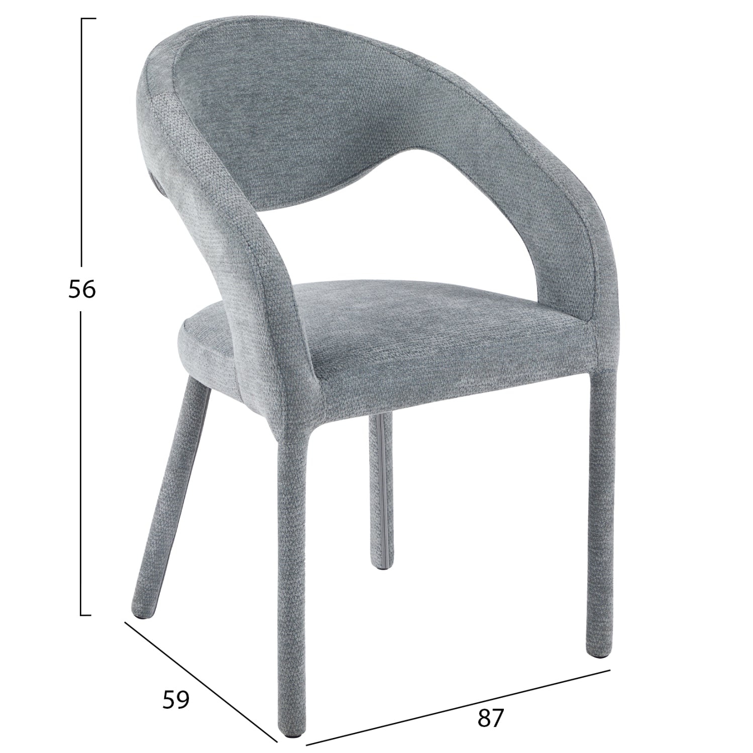 Трапезен стол  OFILIA  светлосив ленен плат, 58x54.5x85.5 см