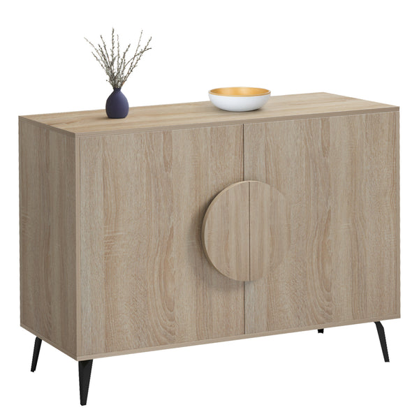 Бюфет SAVORE меламин в цвят Сонома - черни метални крака 110x35.5x82см.