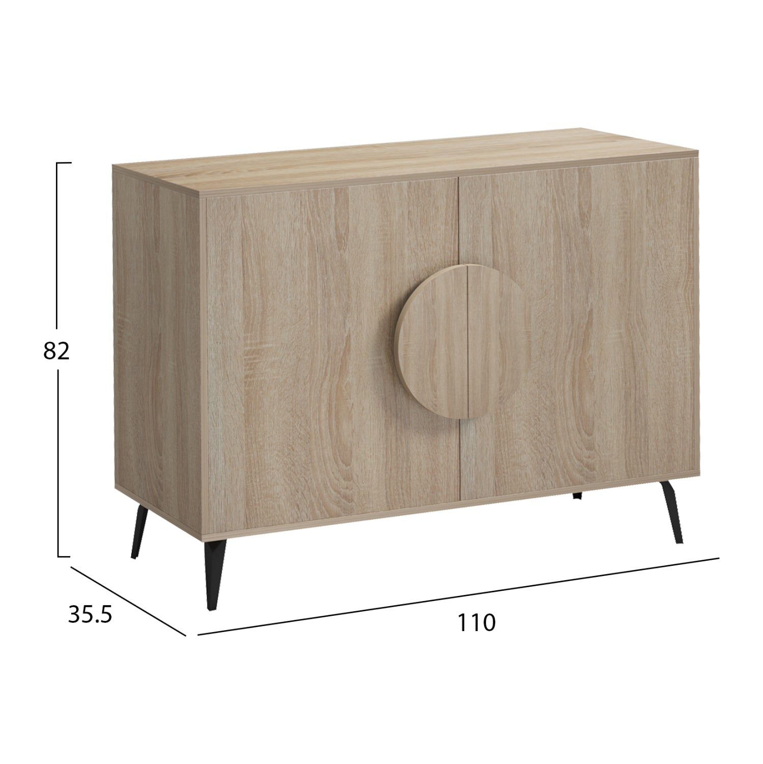 Бюфет savore меламин в цвет sonama - черни метални крака 110x35.5x82всм.